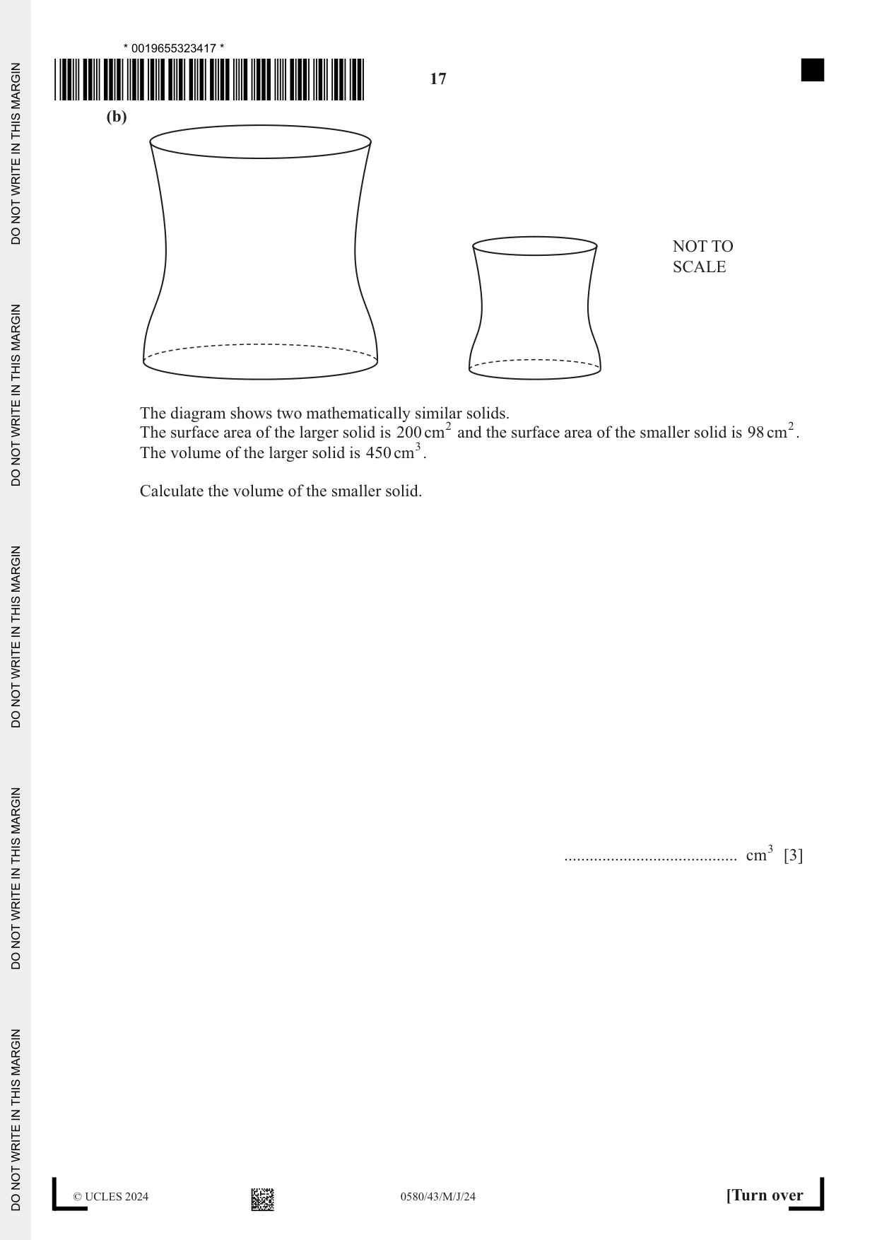 Cambridge IGCSE Mathematics 0580 2024 May/June Paper 4 · Variant 3 question paper, page 17 of 24