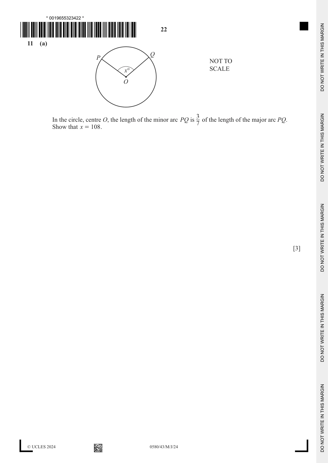 Cambridge IGCSE Mathematics 0580 2024 May/June Paper 4 · Variant 3 question paper, page 22 of 24