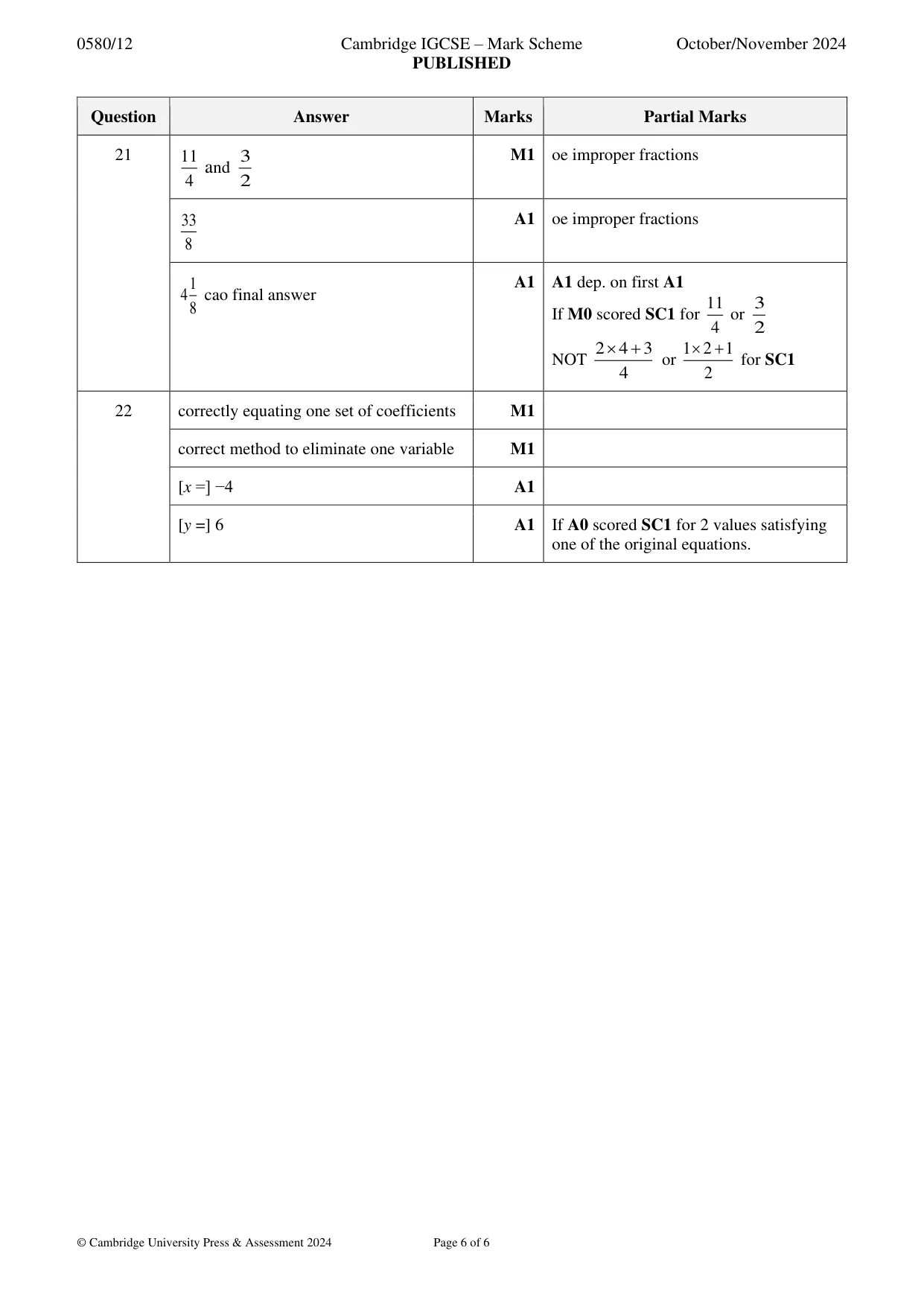 Mark scheme, page 6 of 6
