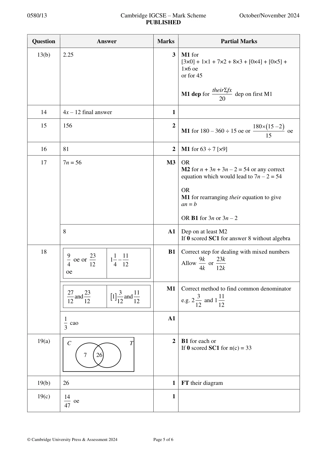 Mark scheme, page 5 of 6