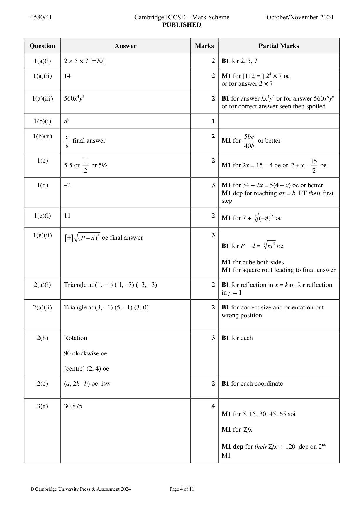 Mark scheme, page 4 of 11