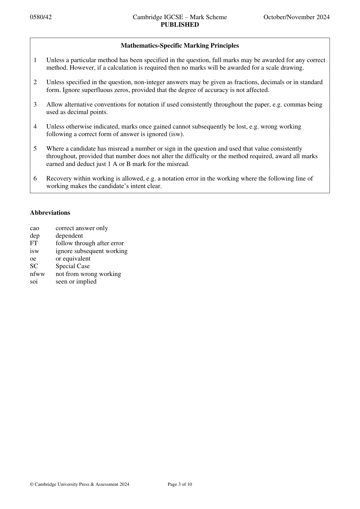 Mark scheme, page 3 of 10