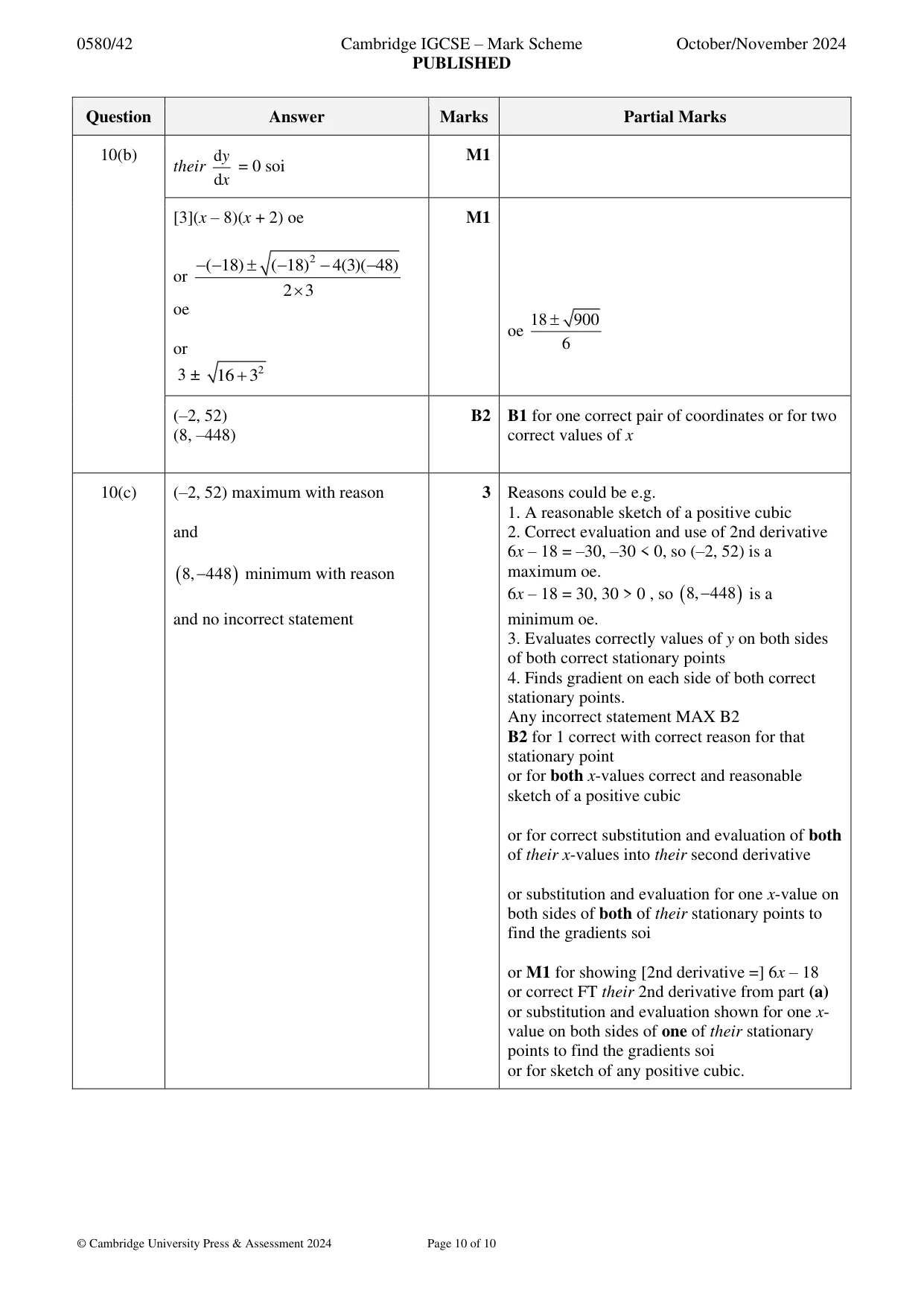 Mark scheme, page 10 of 10