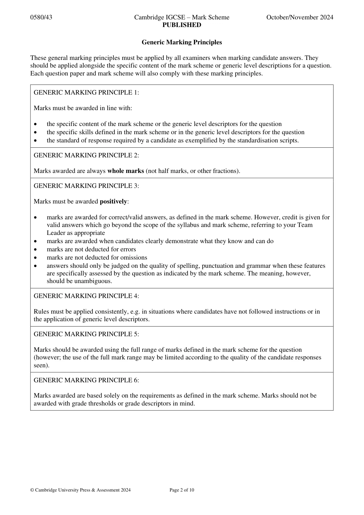Mark scheme, page 2 of 10