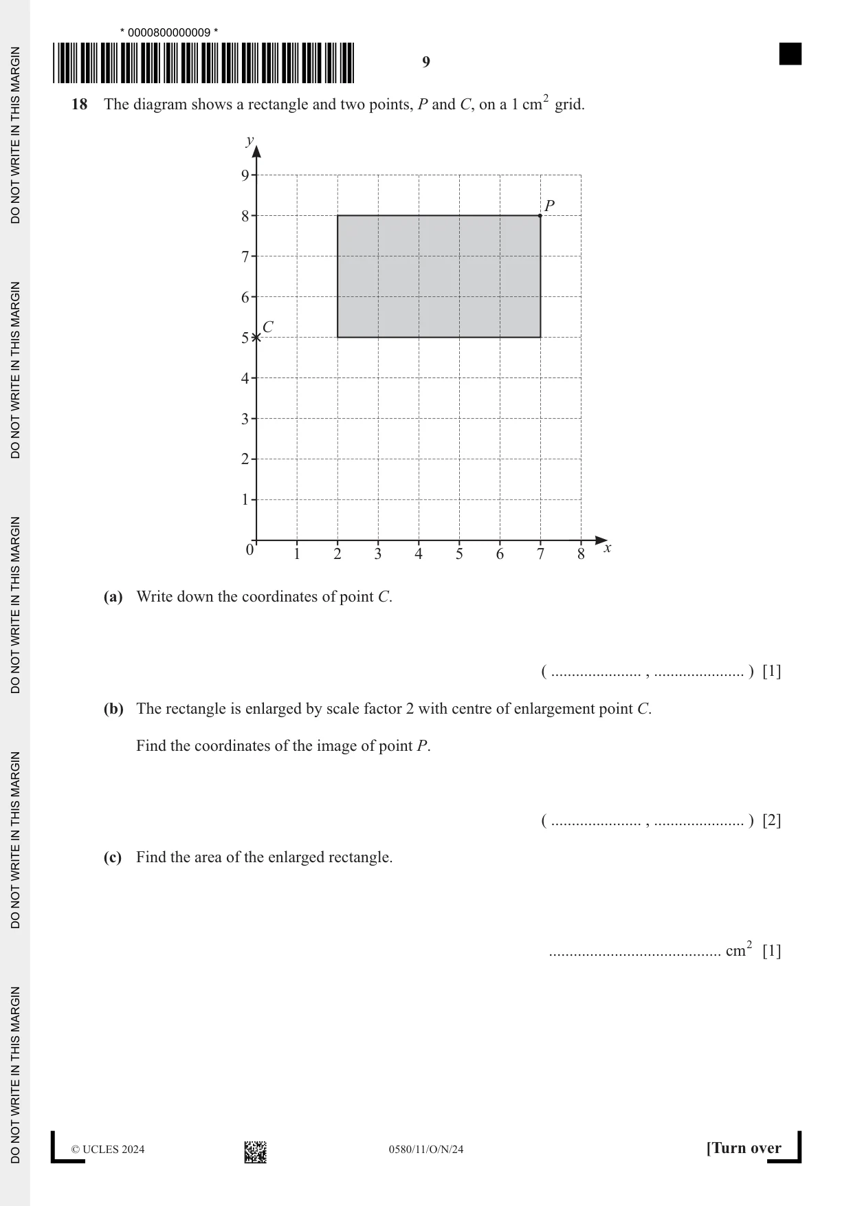 Cambridge IGCSE Mathematics 0580 2024 Oct/Nov Paper 1 · Variant 1 question paper, page 9 of 12