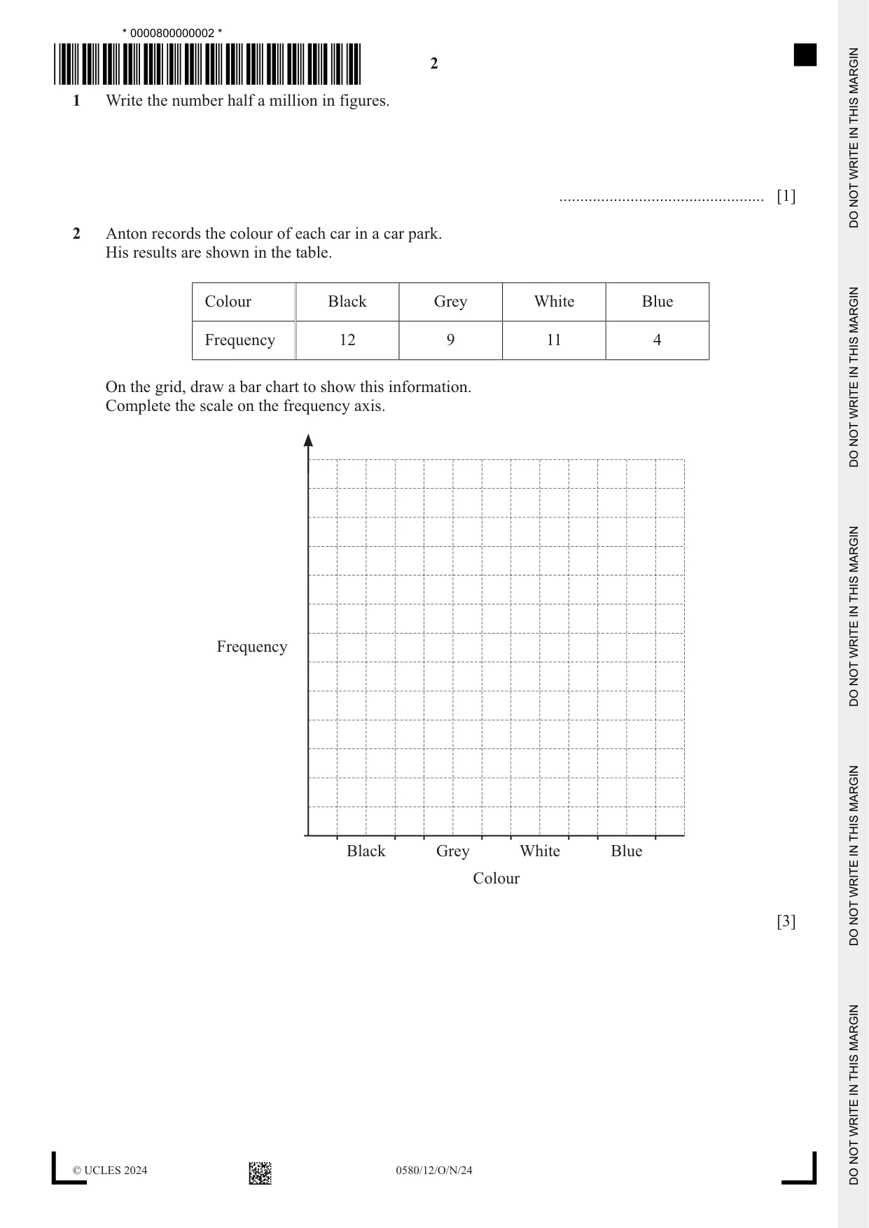 Cambridge IGCSE Mathematics 0580 2024 Oct/Nov Paper 1 · Variant 2 question paper, page 2 of 12