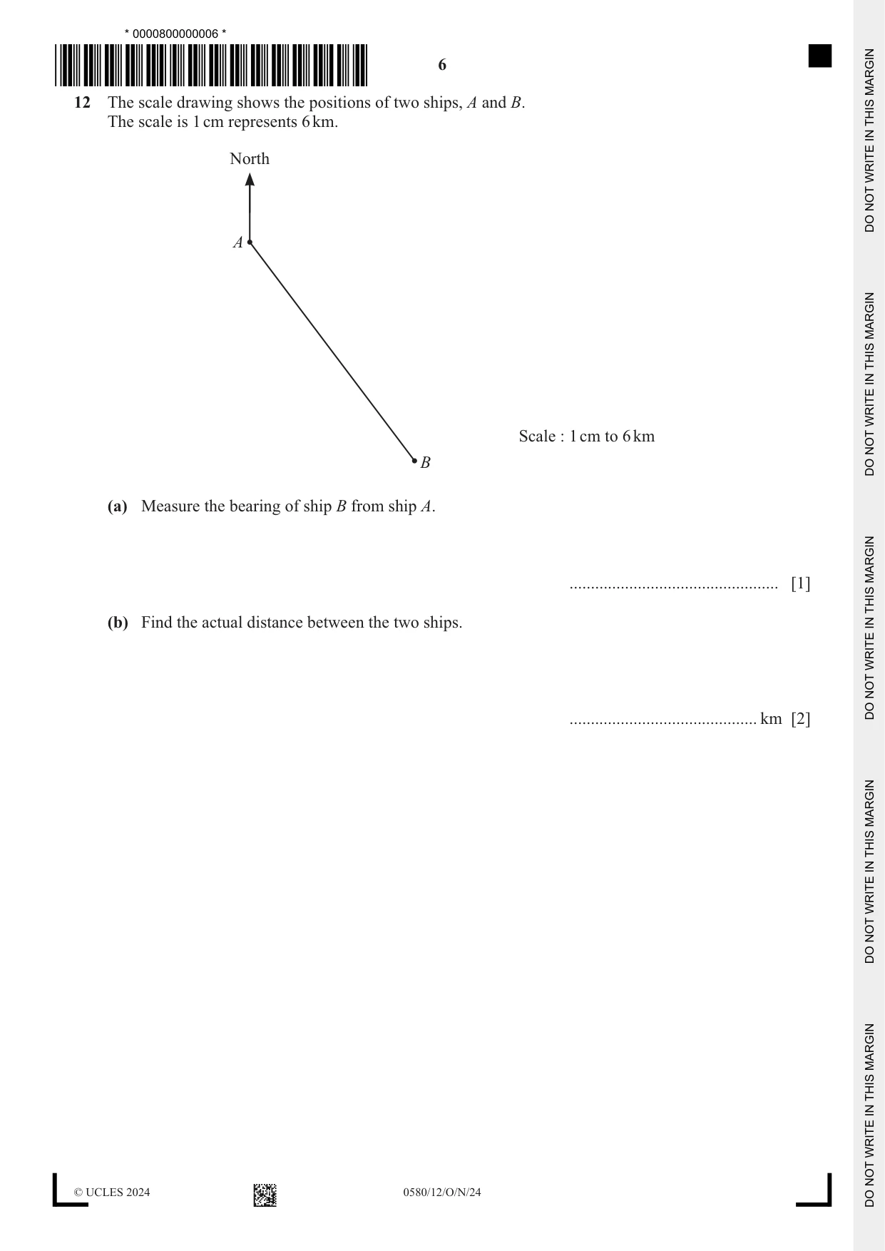 Cambridge IGCSE Mathematics 0580 2024 Oct/Nov Paper 1 · Variant 2 question paper, page 6 of 12