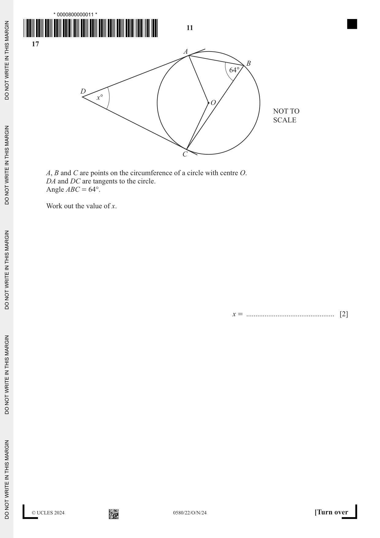 Cambridge IGCSE Mathematics 0580 2024 Oct/Nov Paper 2 · Variant 2 question paper, page 11 of 16
