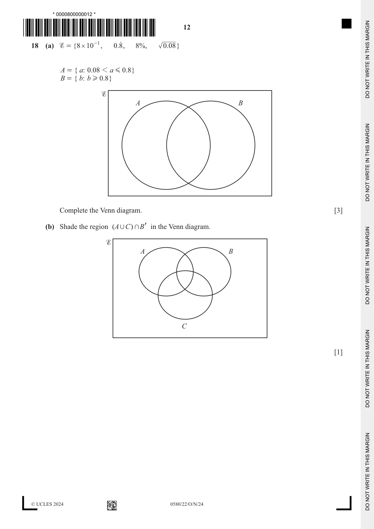 Cambridge IGCSE Mathematics 0580 2024 Oct/Nov Paper 2 · Variant 2 question paper, page 12 of 16