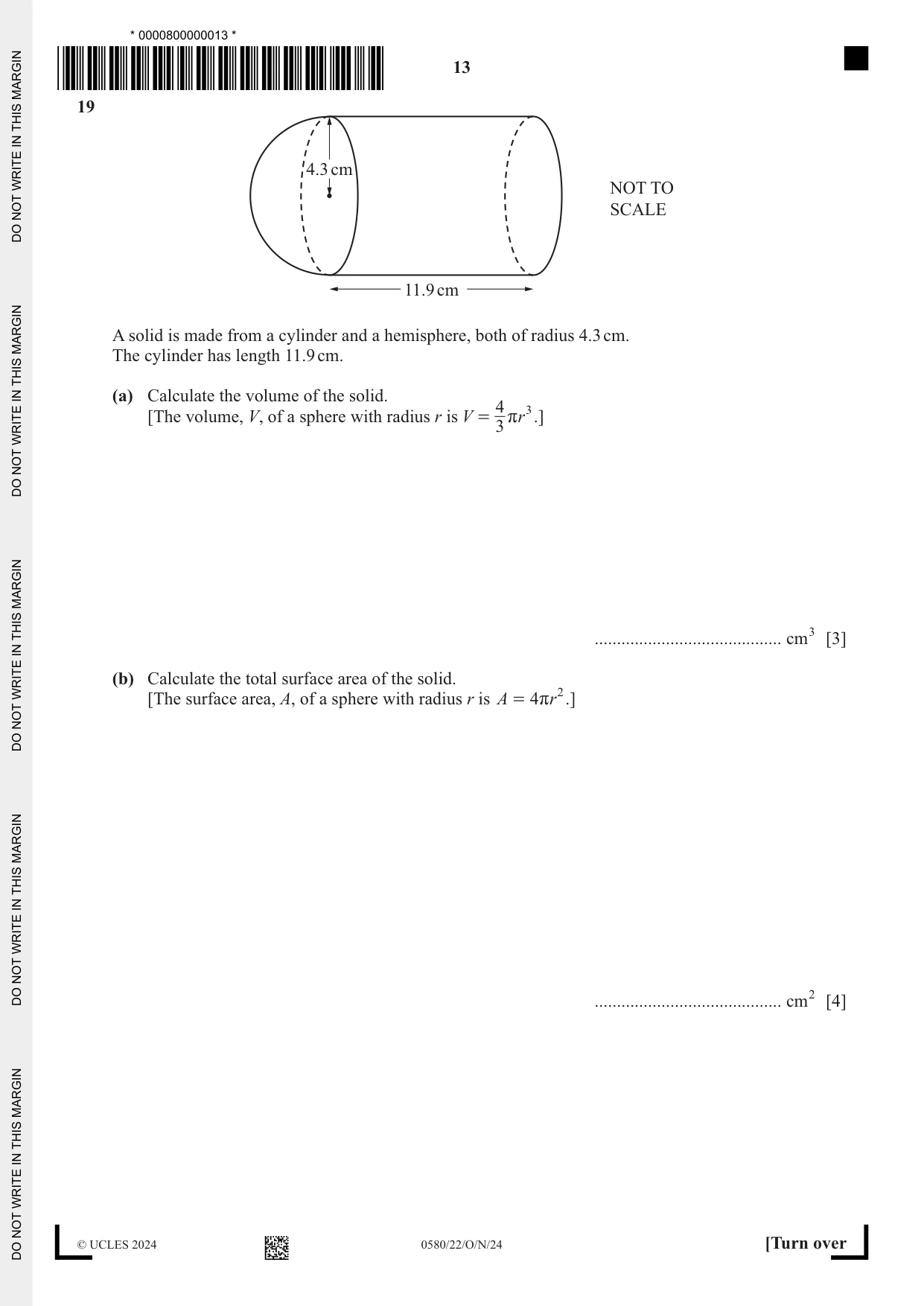 Cambridge IGCSE Mathematics 0580 2024 Oct/Nov Paper 2 · Variant 2 question paper, page 13 of 16