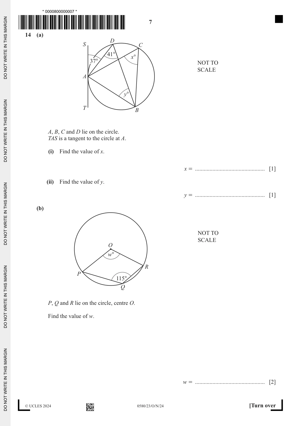 Cambridge IGCSE Mathematics 0580 2024 Oct/Nov Paper 2 · Variant 3 question paper, page 7 of 12