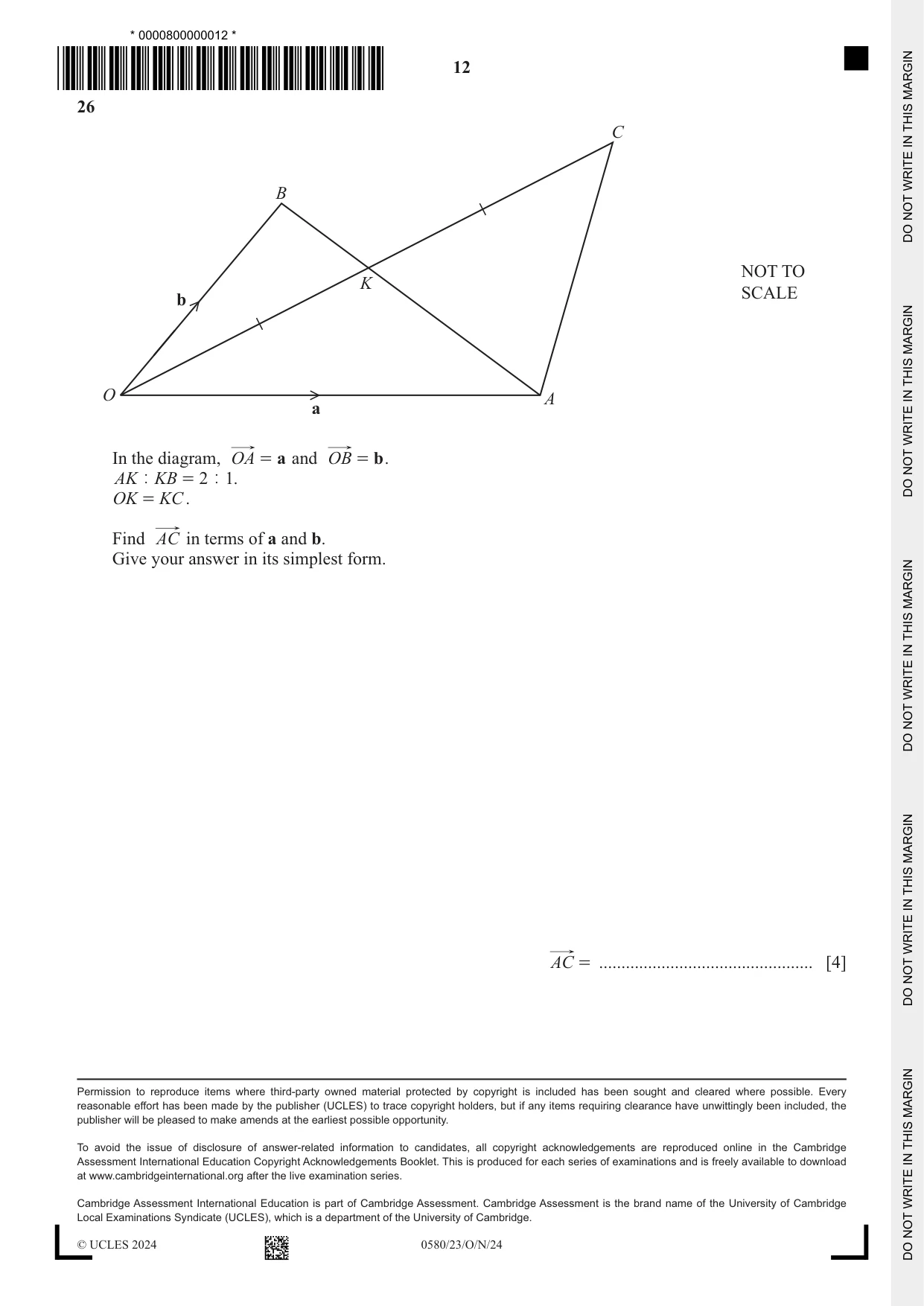 Cambridge IGCSE Mathematics 0580 2024 Oct/Nov Paper 2 · Variant 3 question paper, page 12 of 12