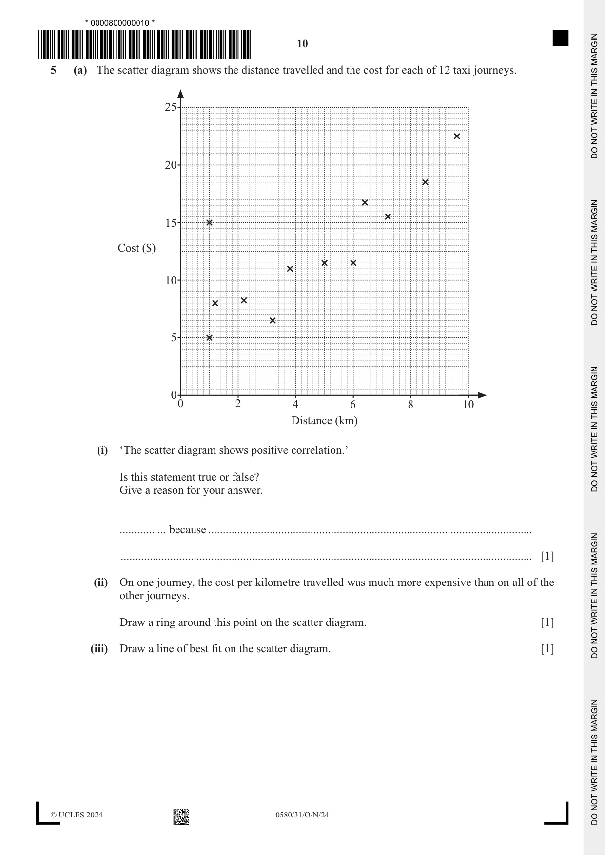 Cambridge IGCSE Mathematics 0580 2024 Oct/Nov Paper 3 · Variant 1 question paper, page 10 of 20