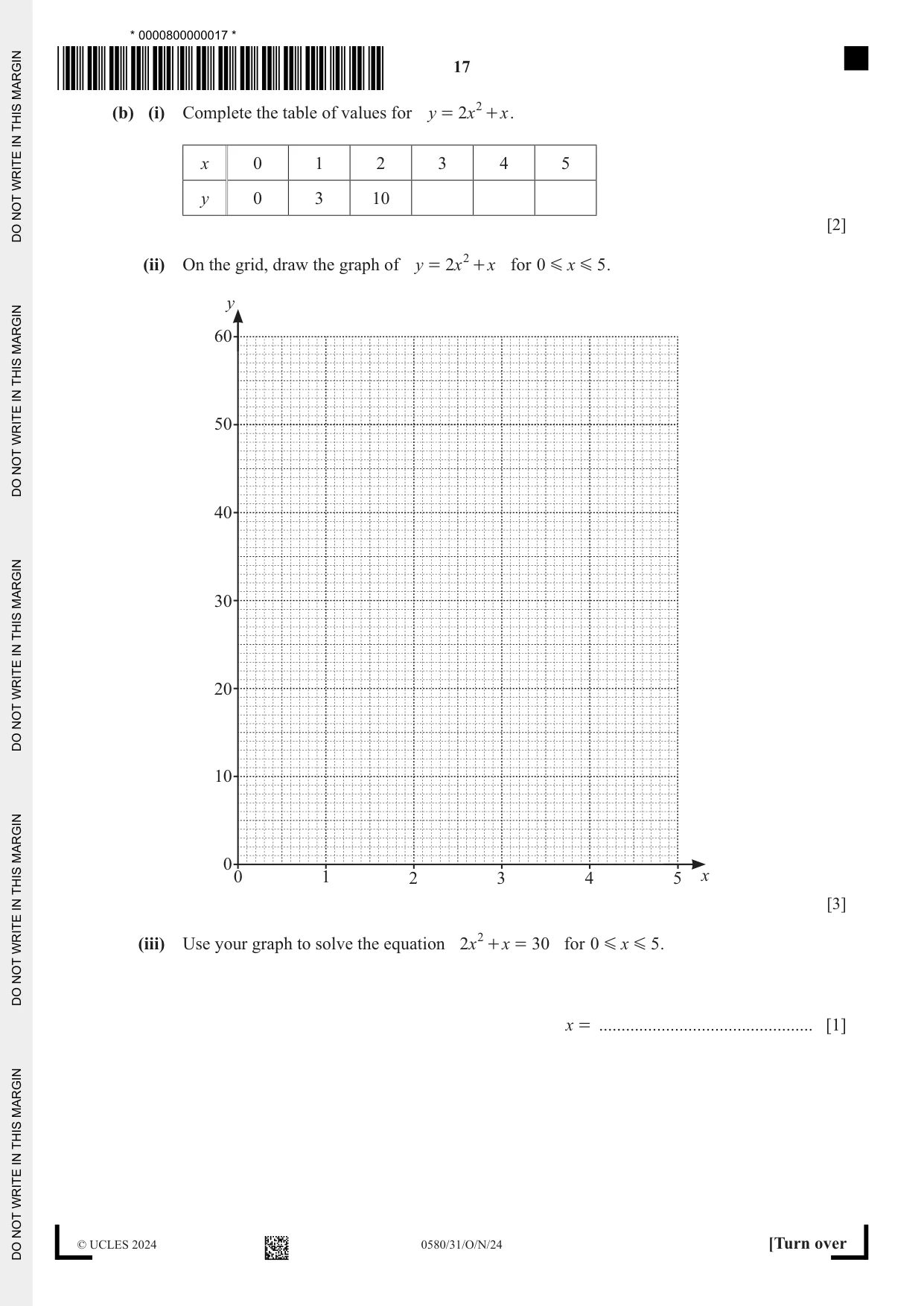 Cambridge IGCSE Mathematics 0580 2024 Oct/Nov Paper 3 · Variant 1 question paper, page 17 of 20