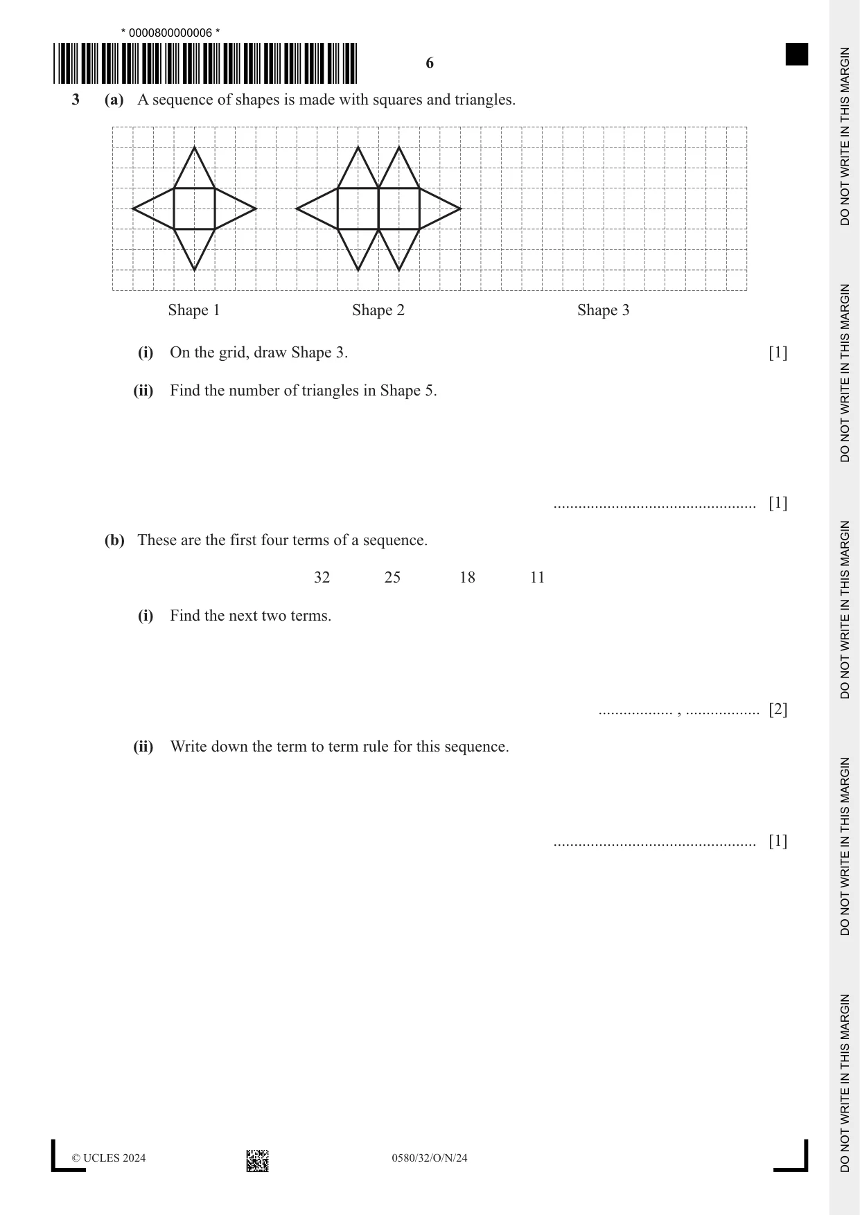 Cambridge IGCSE Mathematics 0580 2024 Oct/Nov Paper 3 · Variant 2 question paper, page 6 of 20