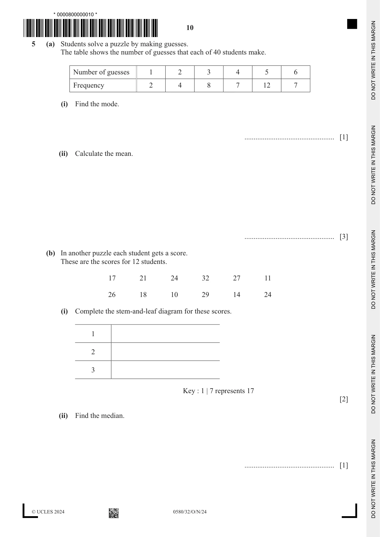 Cambridge IGCSE Mathematics 0580 2024 Oct/Nov Paper 3 · Variant 2 question paper, page 10 of 20