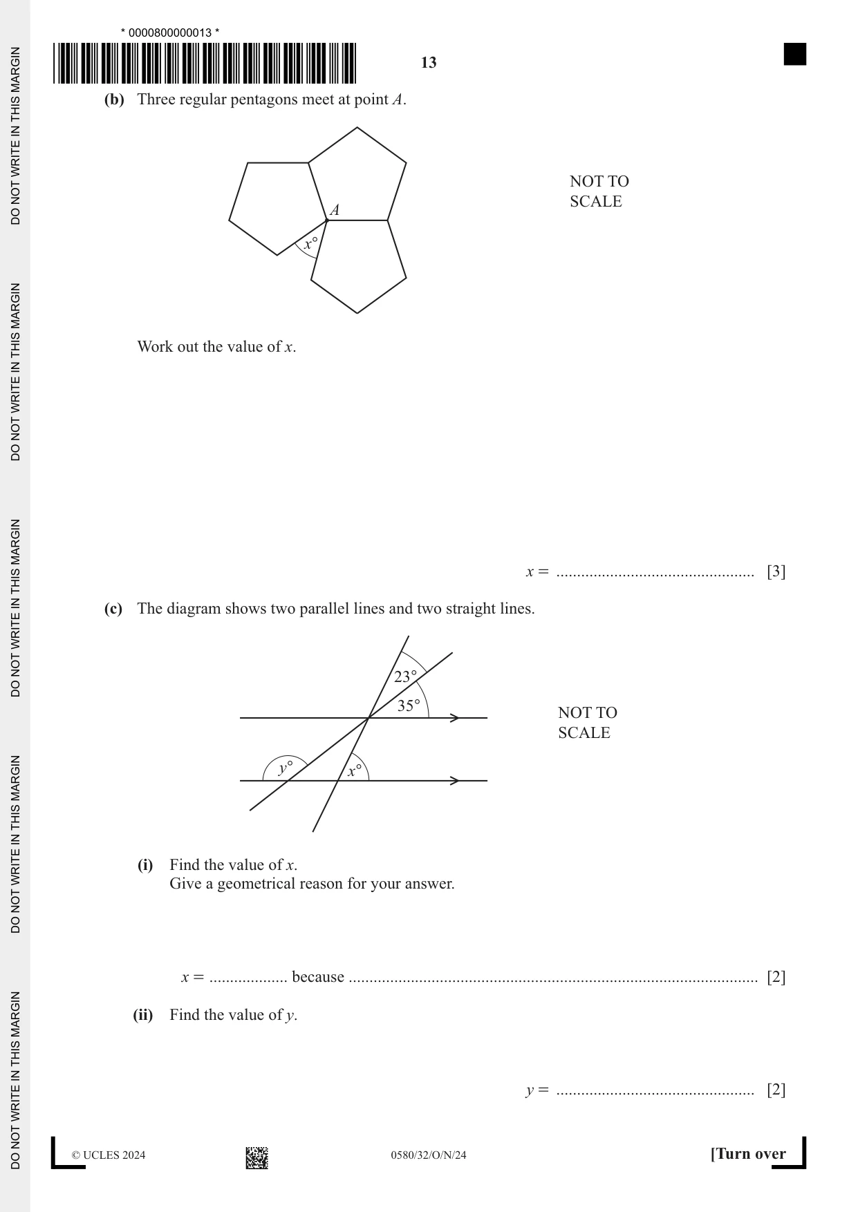 Cambridge IGCSE Mathematics 0580 2024 Oct/Nov Paper 3 · Variant 2 question paper, page 13 of 20