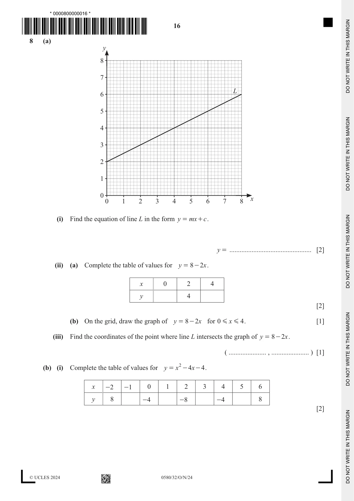 Cambridge IGCSE Mathematics 0580 2024 Oct/Nov Paper 3 · Variant 2 question paper, page 16 of 20