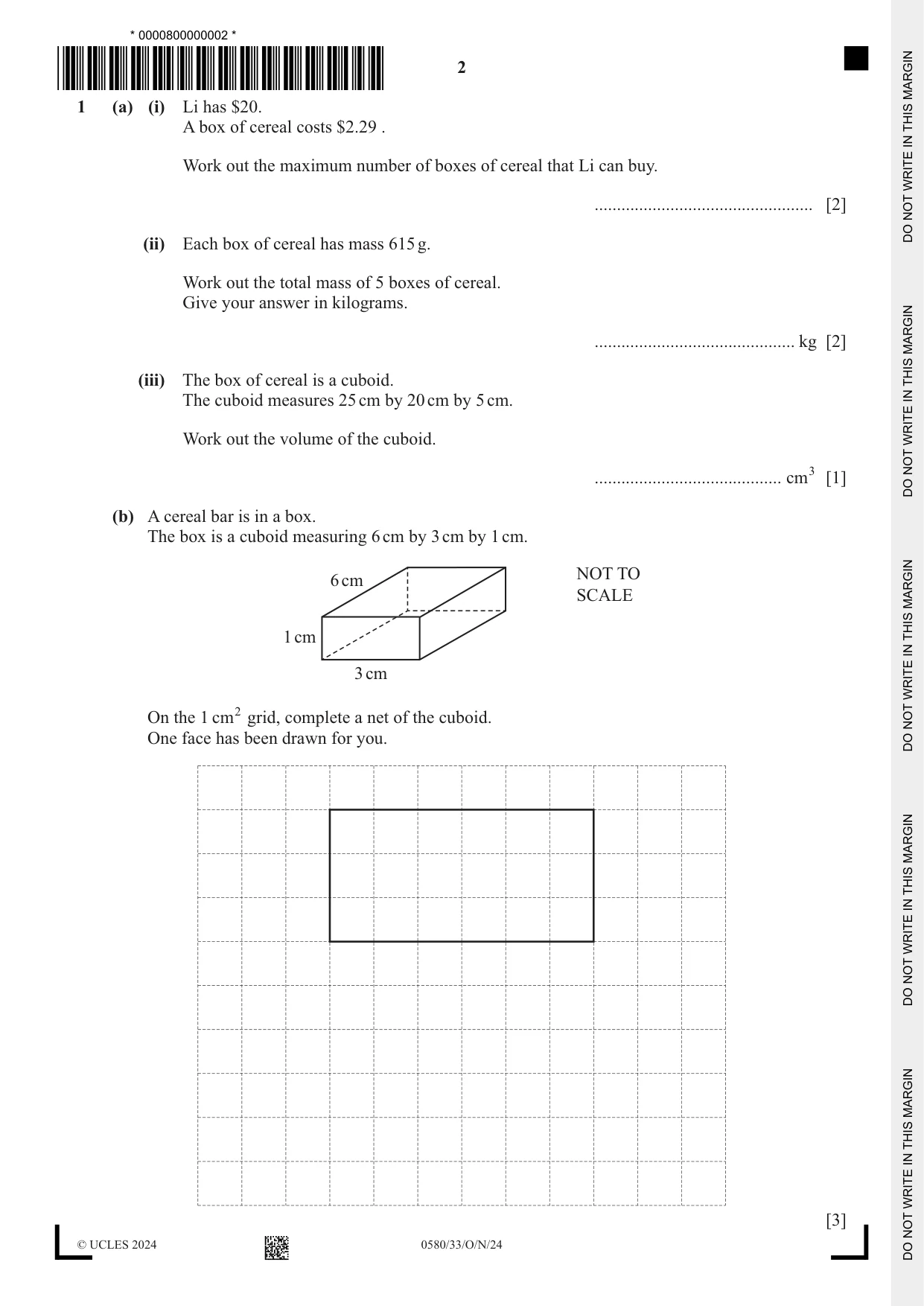 Cambridge IGCSE Mathematics 0580 2024 Oct/Nov Paper 3 · Variant 3 question paper, page 2 of 16