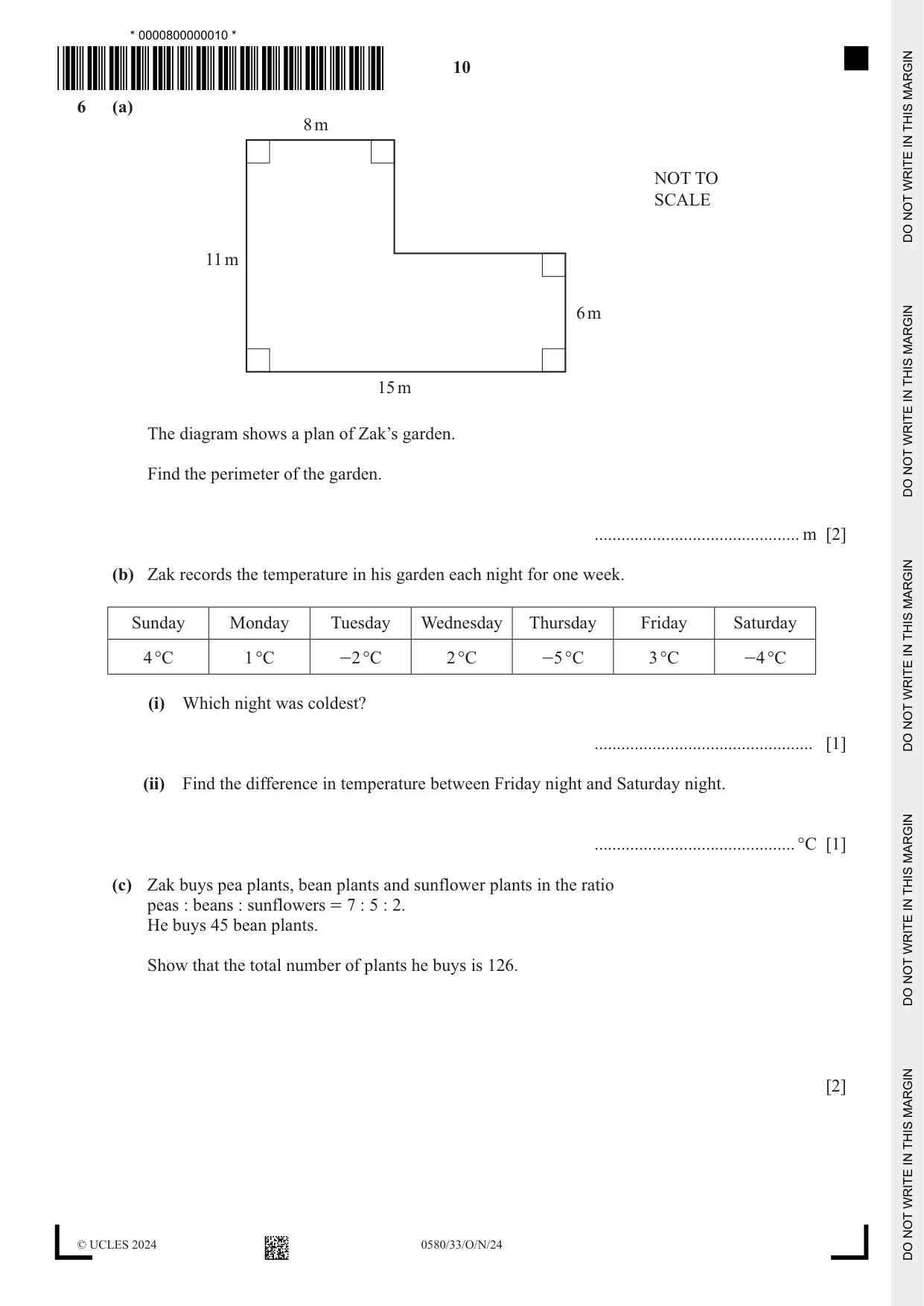 Cambridge IGCSE Mathematics 0580 2024 Oct/Nov Paper 3 · Variant 3 question paper, page 10 of 16