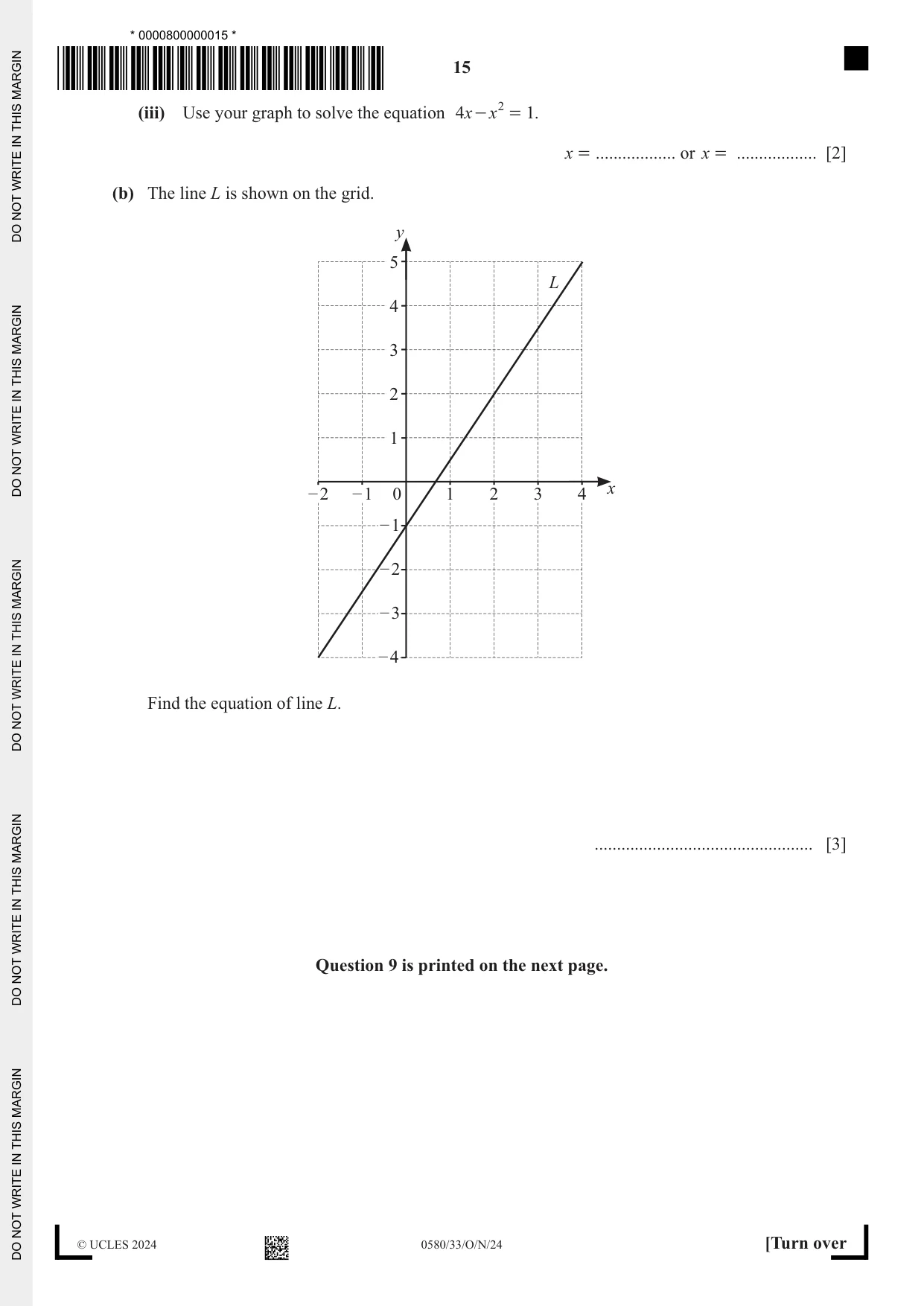 Cambridge IGCSE Mathematics 0580 2024 Oct/Nov Paper 3 · Variant 3 question paper, page 15 of 16