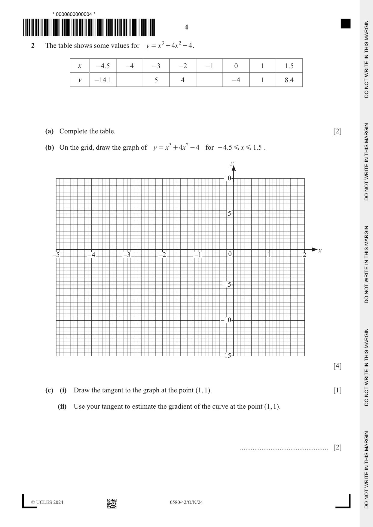 Cambridge IGCSE Mathematics 0580 2024 Oct/Nov Paper 4 · Variant 2 question paper, page 4 of 20
