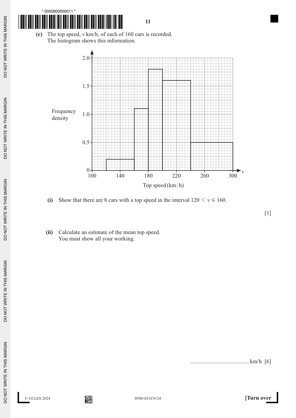 Cambridge IGCSE Mathematics 0580 2024 Oct/Nov Paper 4 · Variant 2 question paper, page 11 of 20