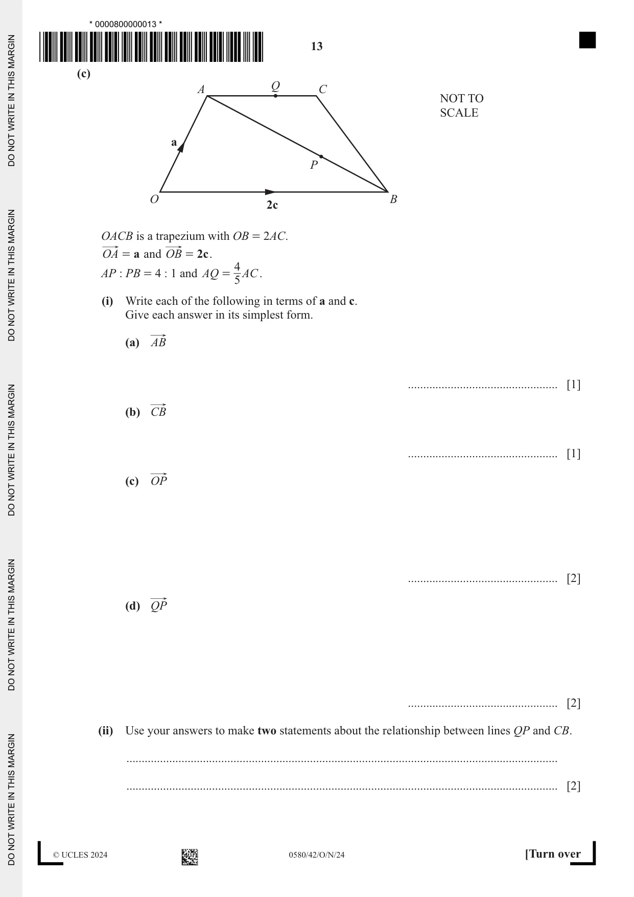 Cambridge IGCSE Mathematics 0580 2024 Oct/Nov Paper 4 · Variant 2 question paper, page 13 of 20