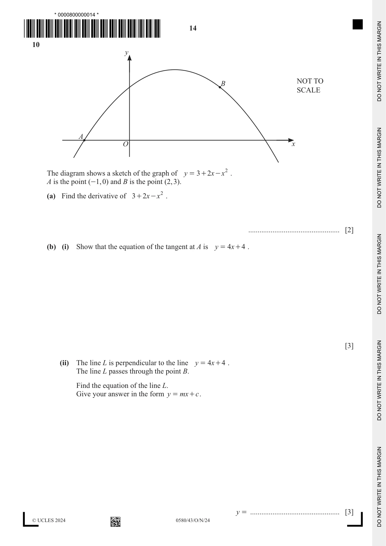 Cambridge IGCSE Mathematics 0580 2024 Oct/Nov Paper 4 · Variant 3 question paper, page 14 of 20