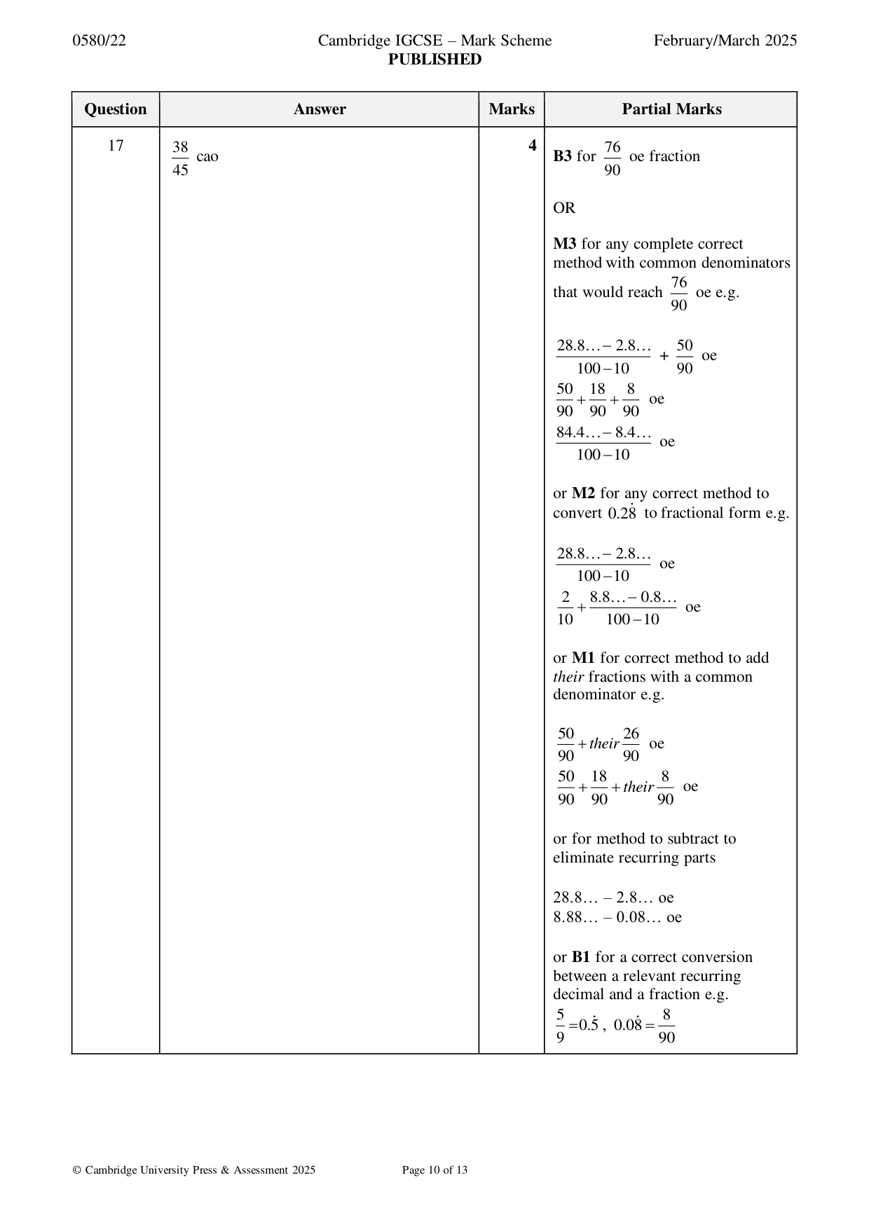 Mark scheme, page 10 of 13