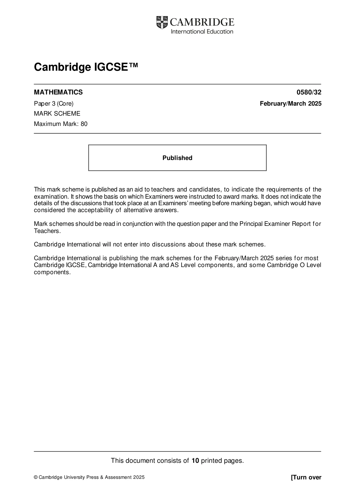 Mark scheme, page 1 of 10