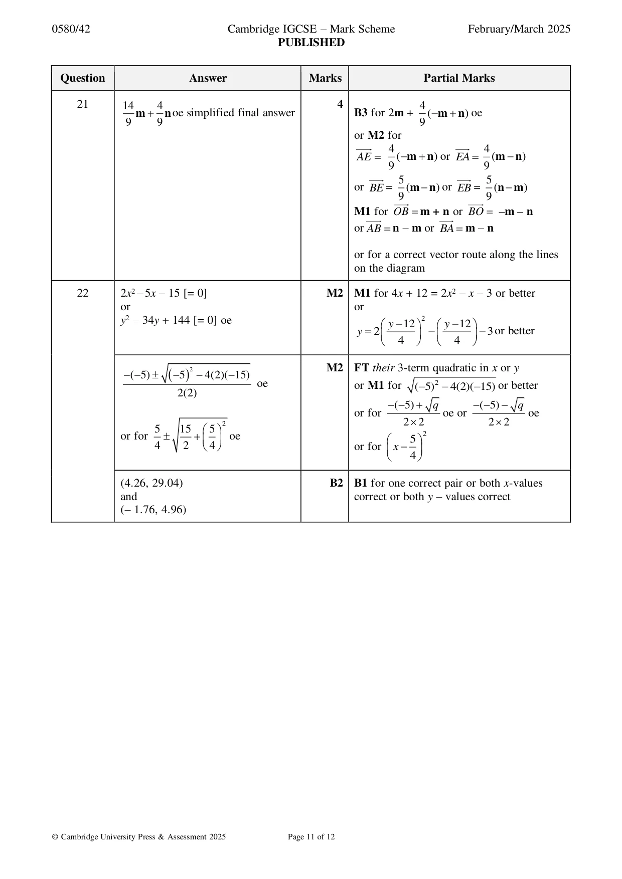 Mark scheme, page 11 of 12
