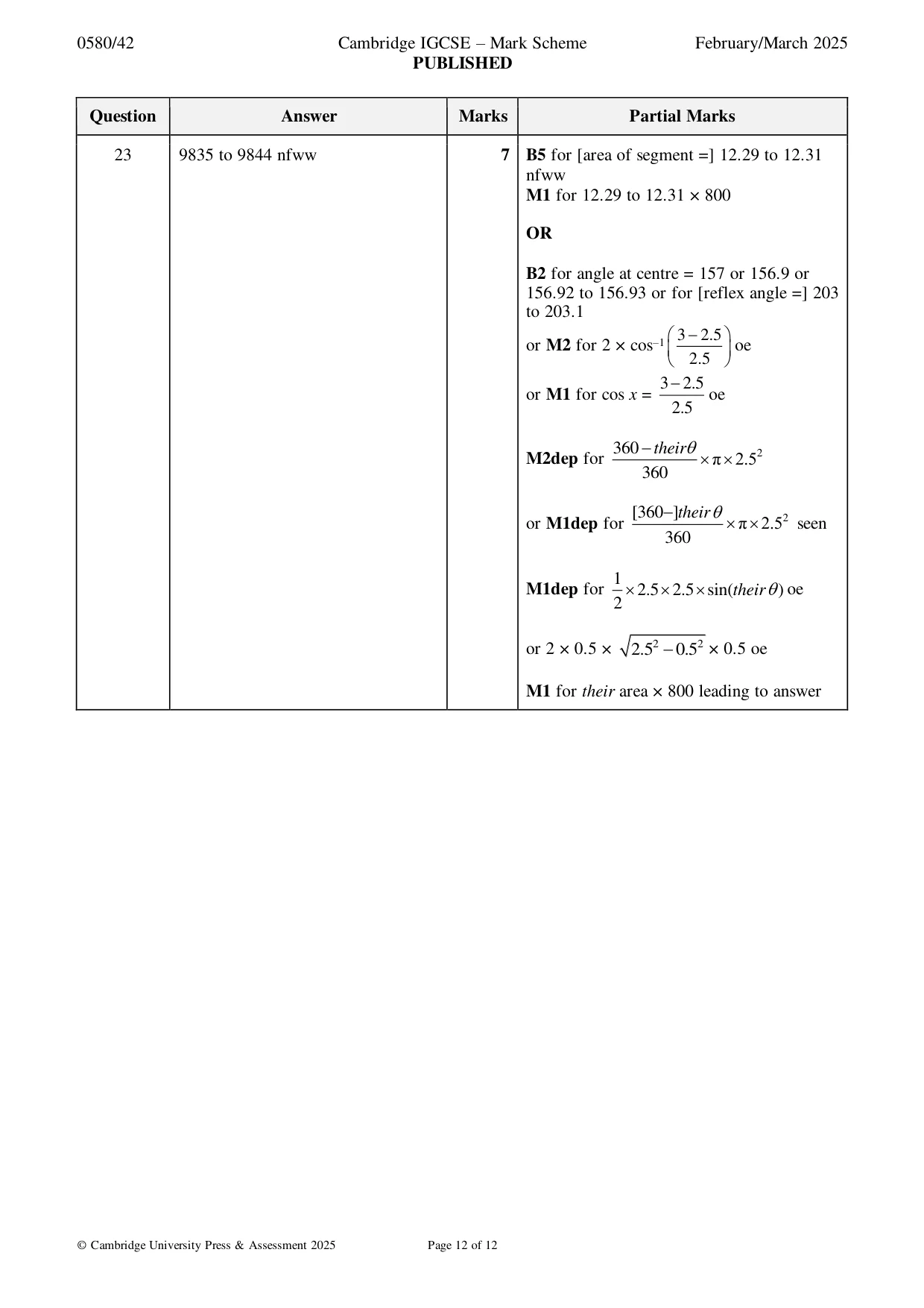 Mark scheme, page 12 of 12