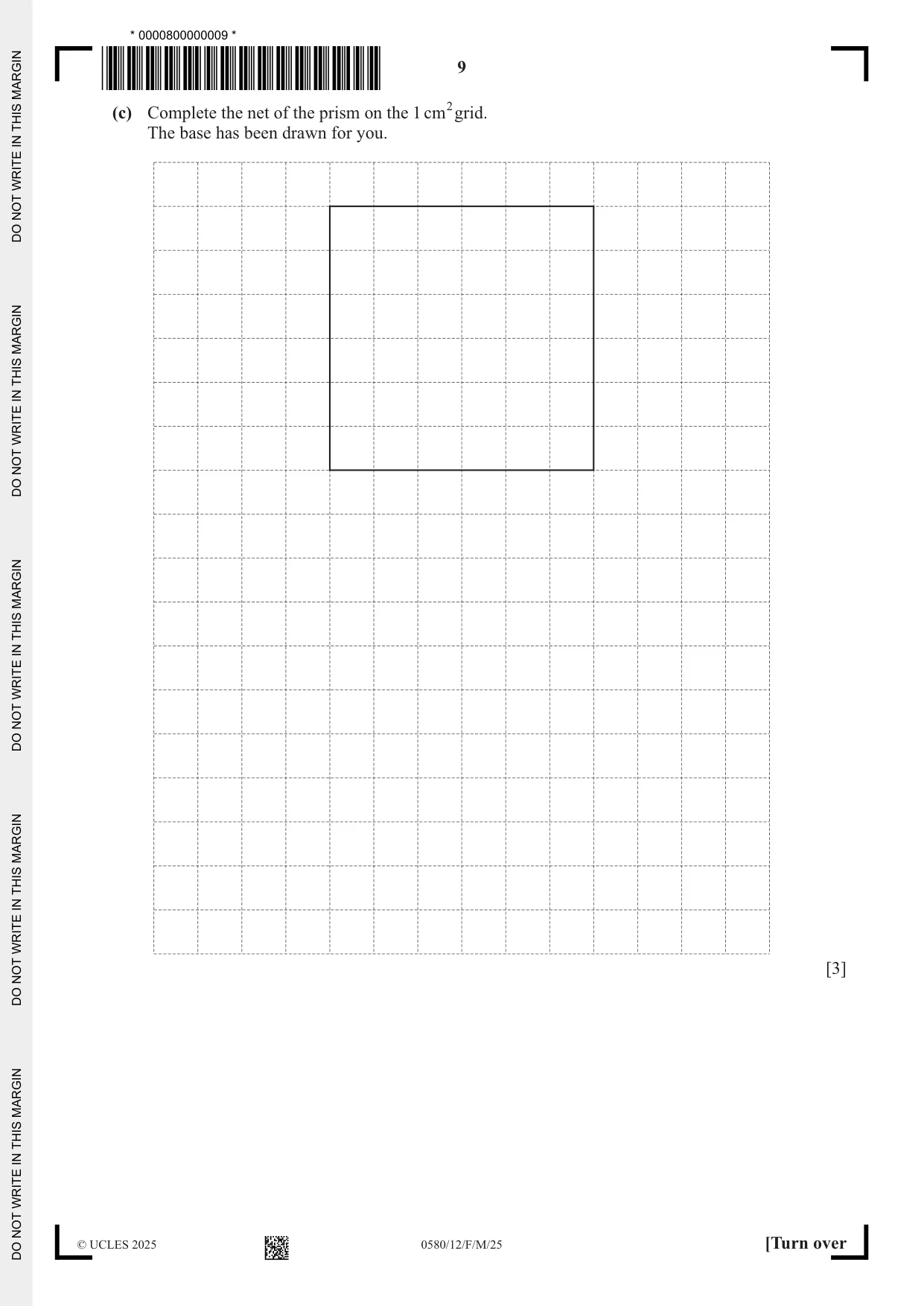 Cambridge IGCSE Mathematics 0580 2025 Feb/March Paper 1 · Variant 2 question paper, page 9 of 20