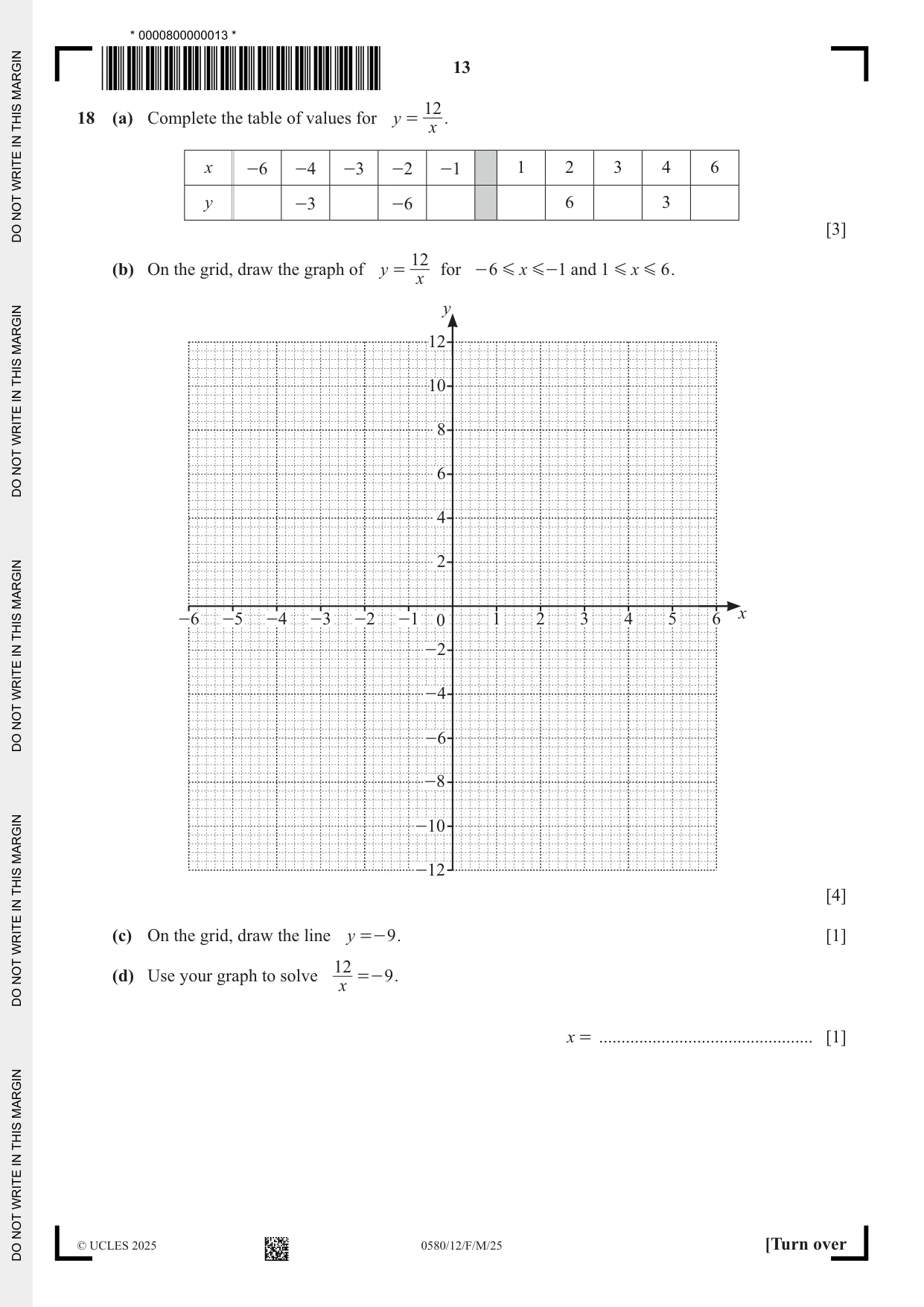 Cambridge IGCSE Mathematics 0580 2025 Feb/March Paper 1 · Variant 2 question paper, page 13 of 20