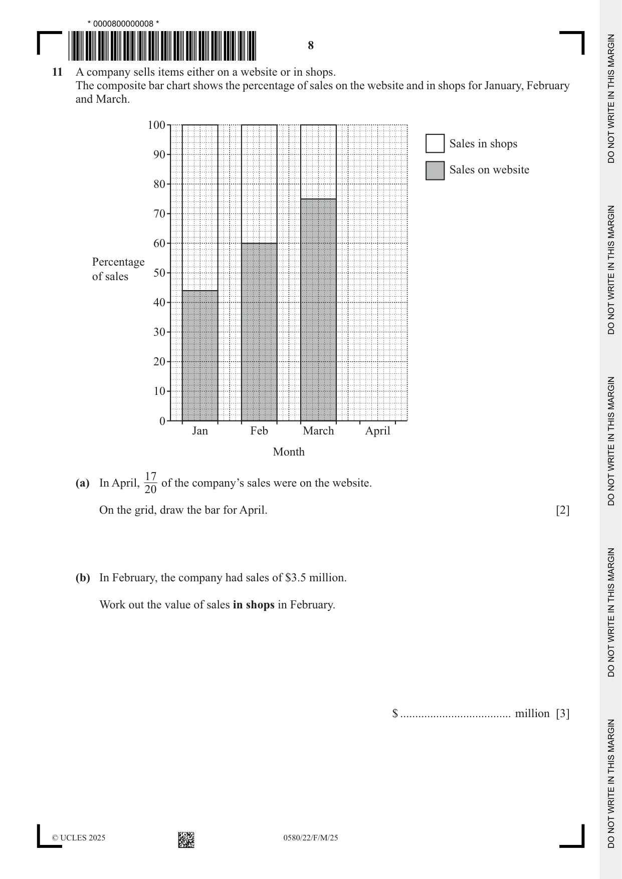 Cambridge IGCSE Mathematics 0580 2025 Feb/March Paper 2 · Variant 2 question paper, page 8 of 20