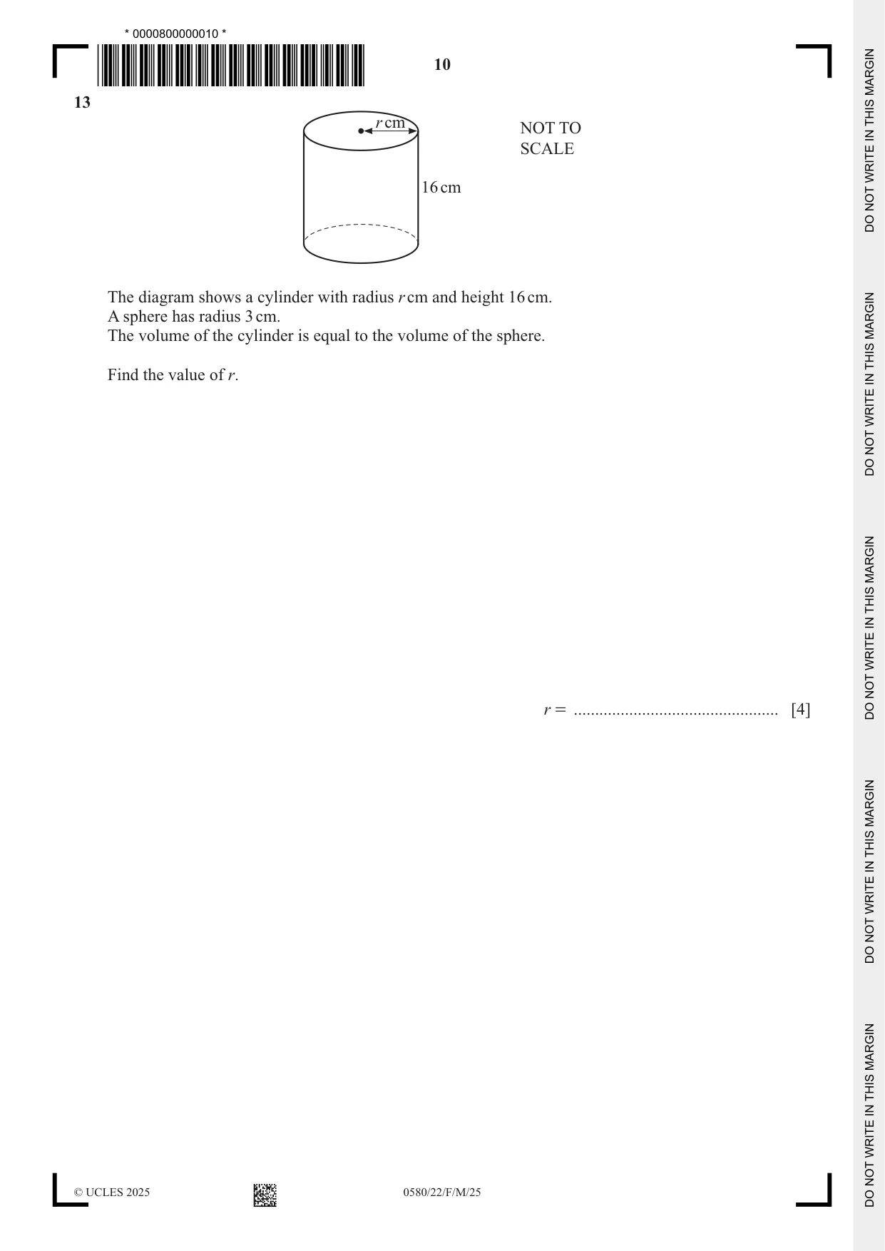 Cambridge IGCSE Mathematics 0580 2025 Feb/March Paper 2 · Variant 2 question paper, page 10 of 20