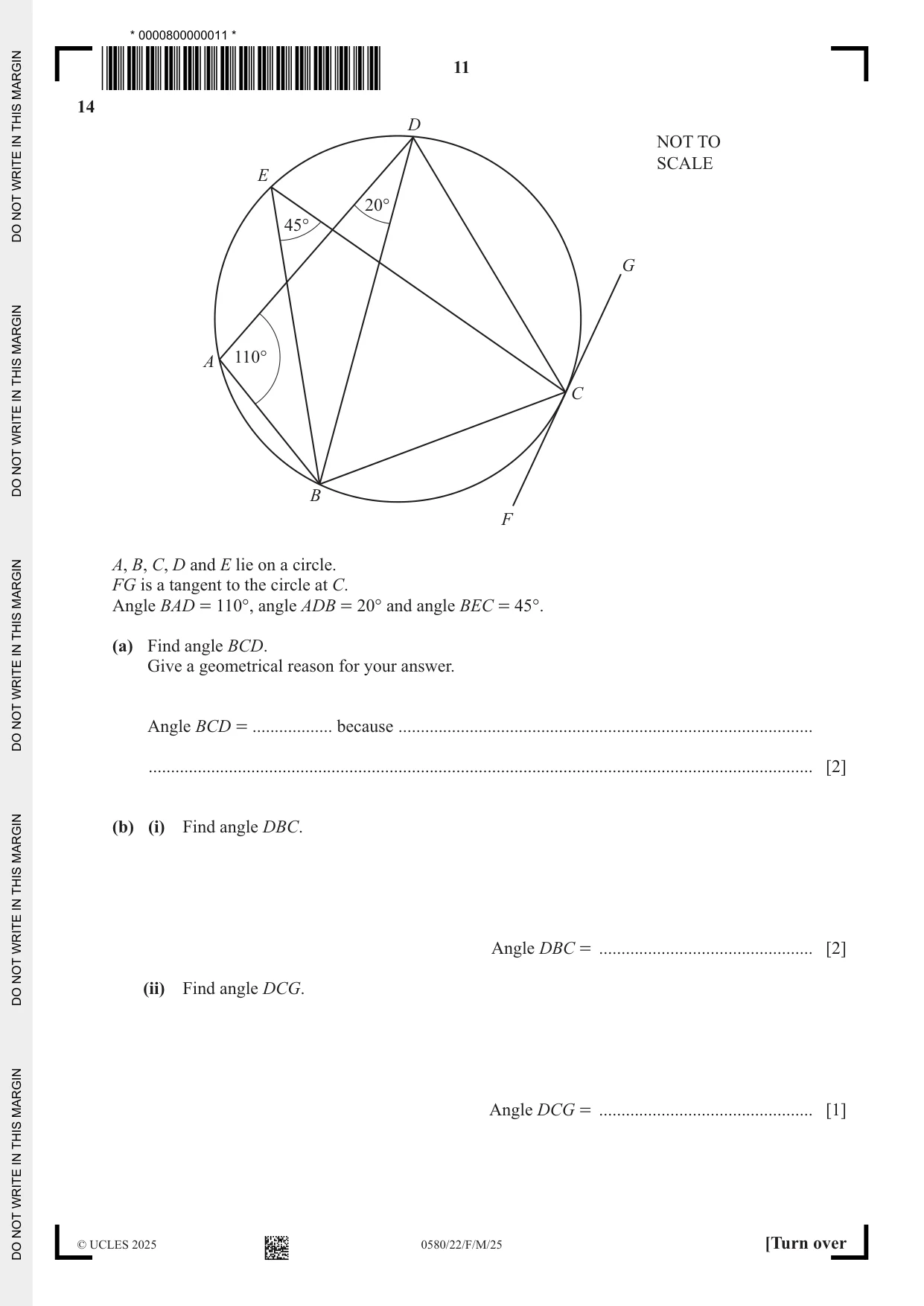 Cambridge IGCSE Mathematics 0580 2025 Feb/March Paper 2 · Variant 2 question paper, page 11 of 20