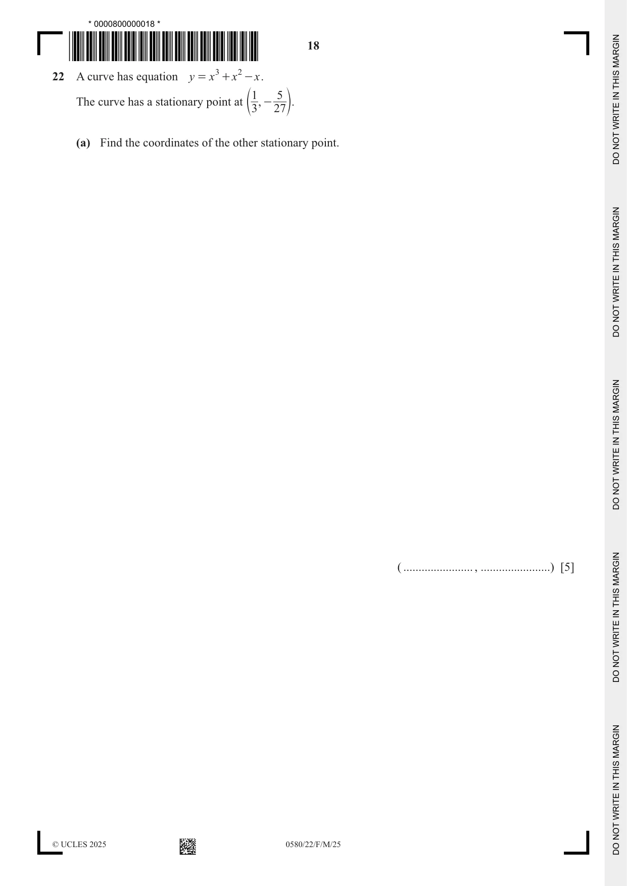 Cambridge IGCSE Mathematics 0580 2025 Feb/March Paper 2 · Variant 2 question paper, page 18 of 20