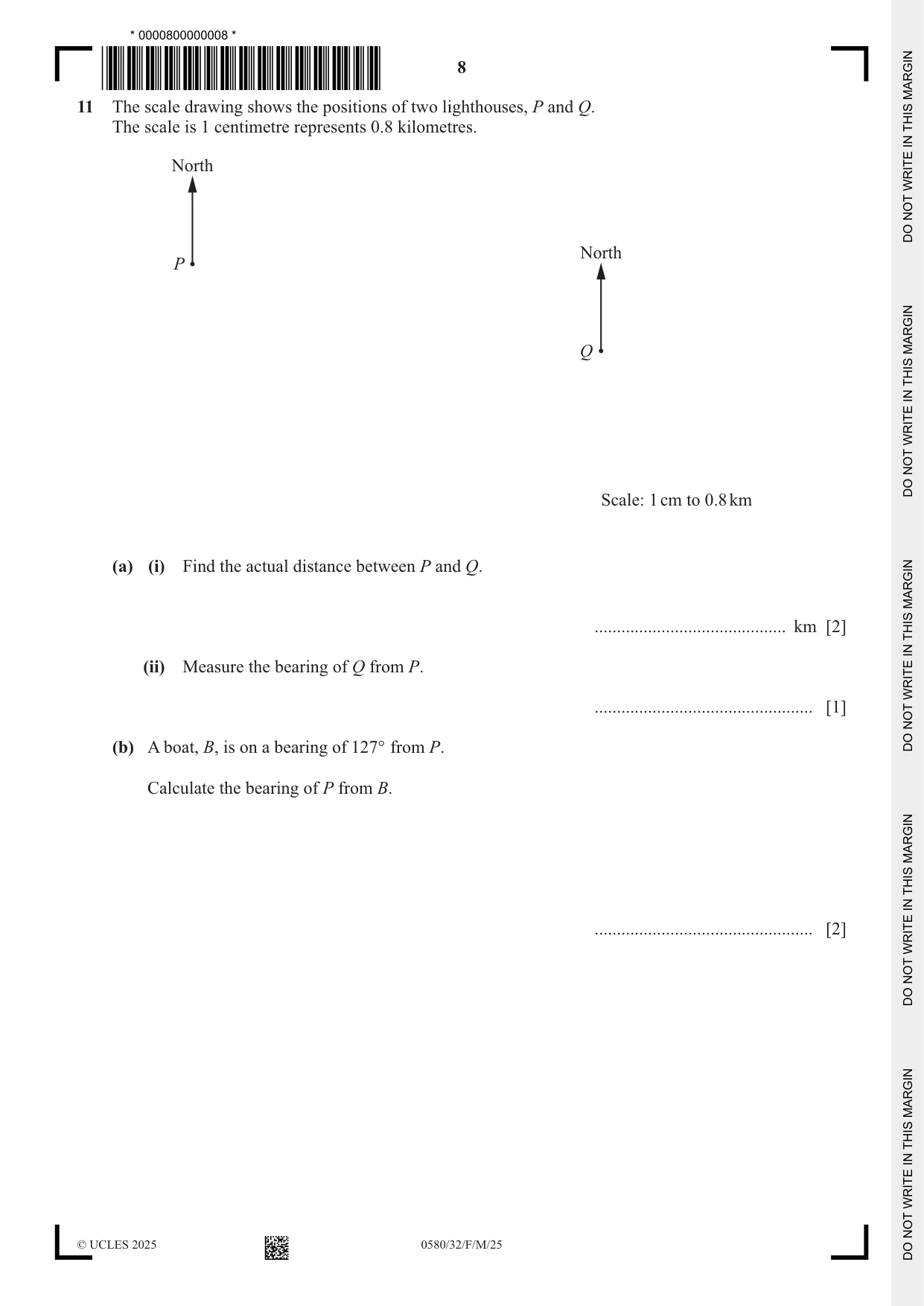 Cambridge IGCSE Mathematics 0580 2025 Feb/March Paper 3 · Variant 2 question paper, page 8 of 16