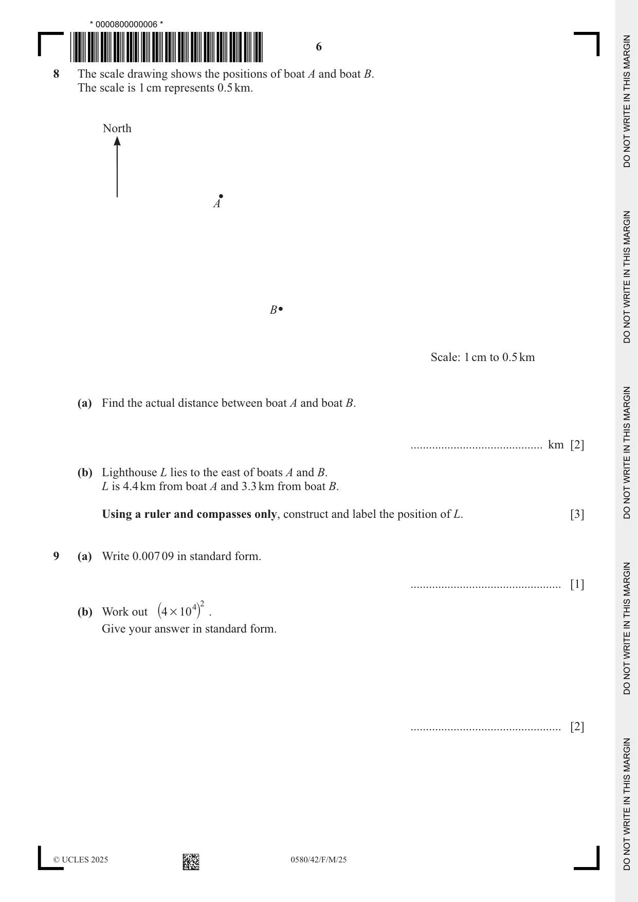 Cambridge IGCSE Mathematics 0580 2025 Feb/March Paper 4 · Variant 2 question paper, page 6 of 16