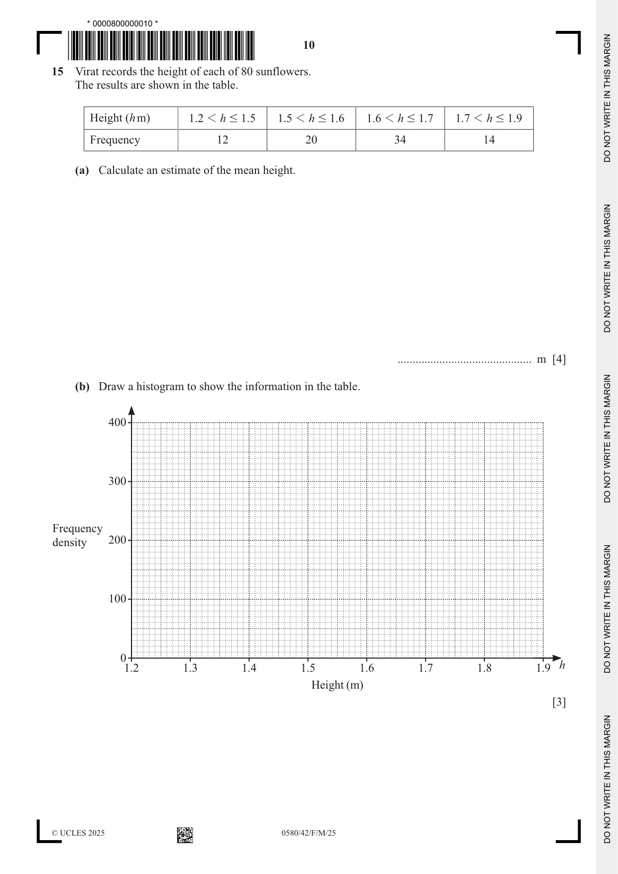 Cambridge IGCSE Mathematics 0580 2025 Feb/March Paper 4 · Variant 2 question paper, page 10 of 16