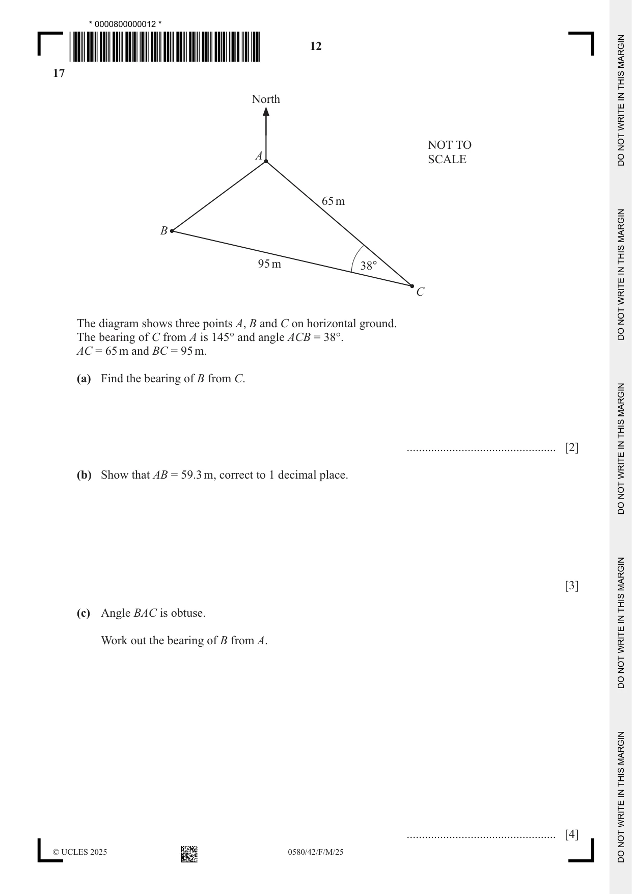 Cambridge IGCSE Mathematics 0580 2025 Feb/March Paper 4 · Variant 2 question paper, page 12 of 16