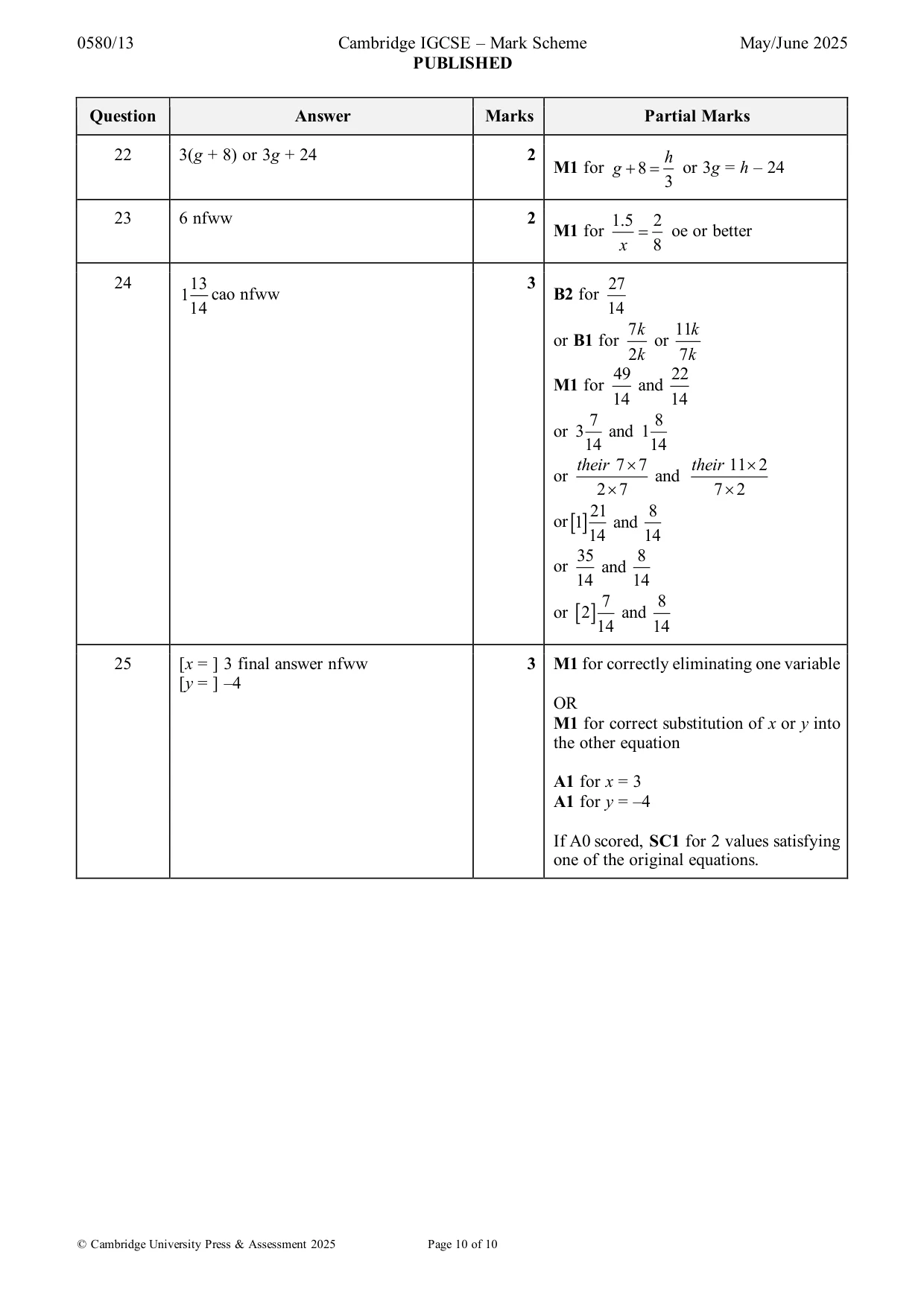 Mark scheme, page 10 of 10