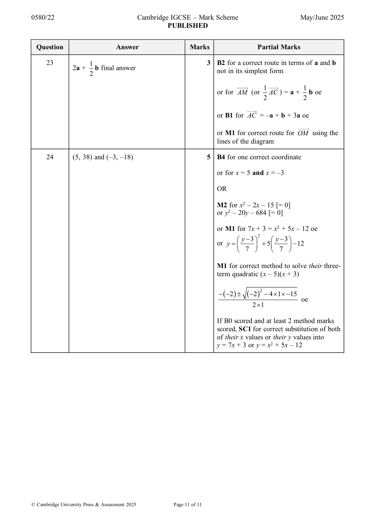 Mark scheme, page 11 of 11