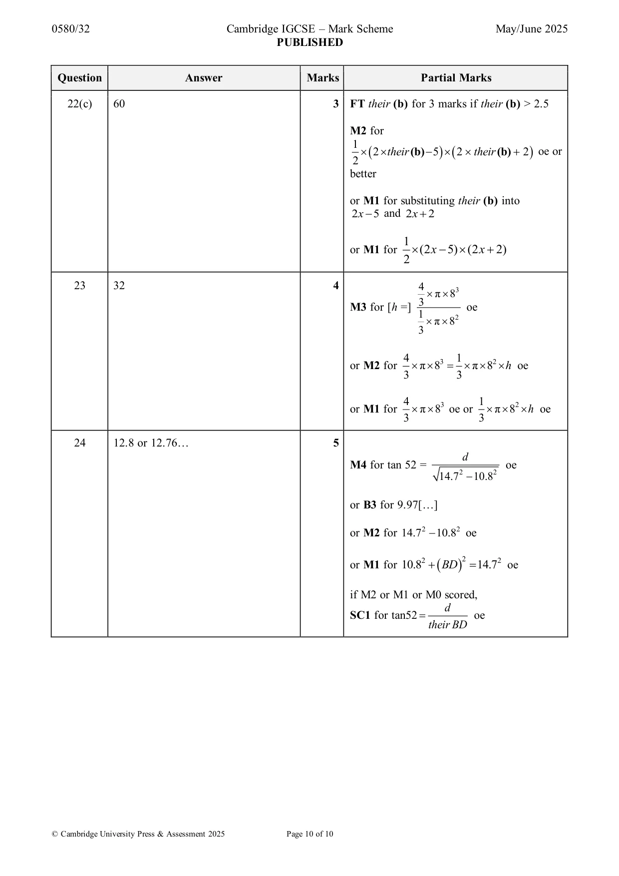 Mark scheme, page 10 of 10