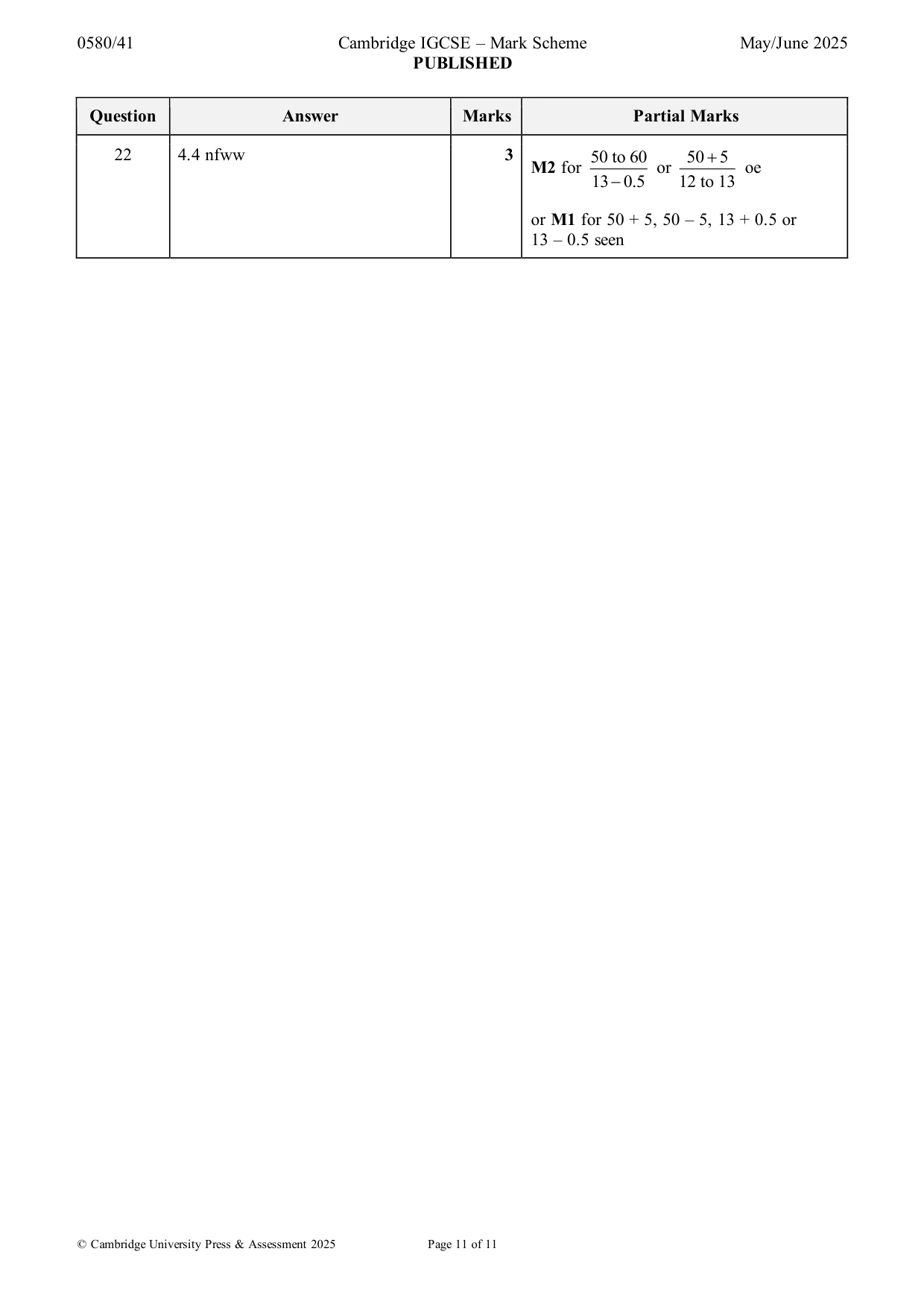 Mark scheme, page 11 of 11