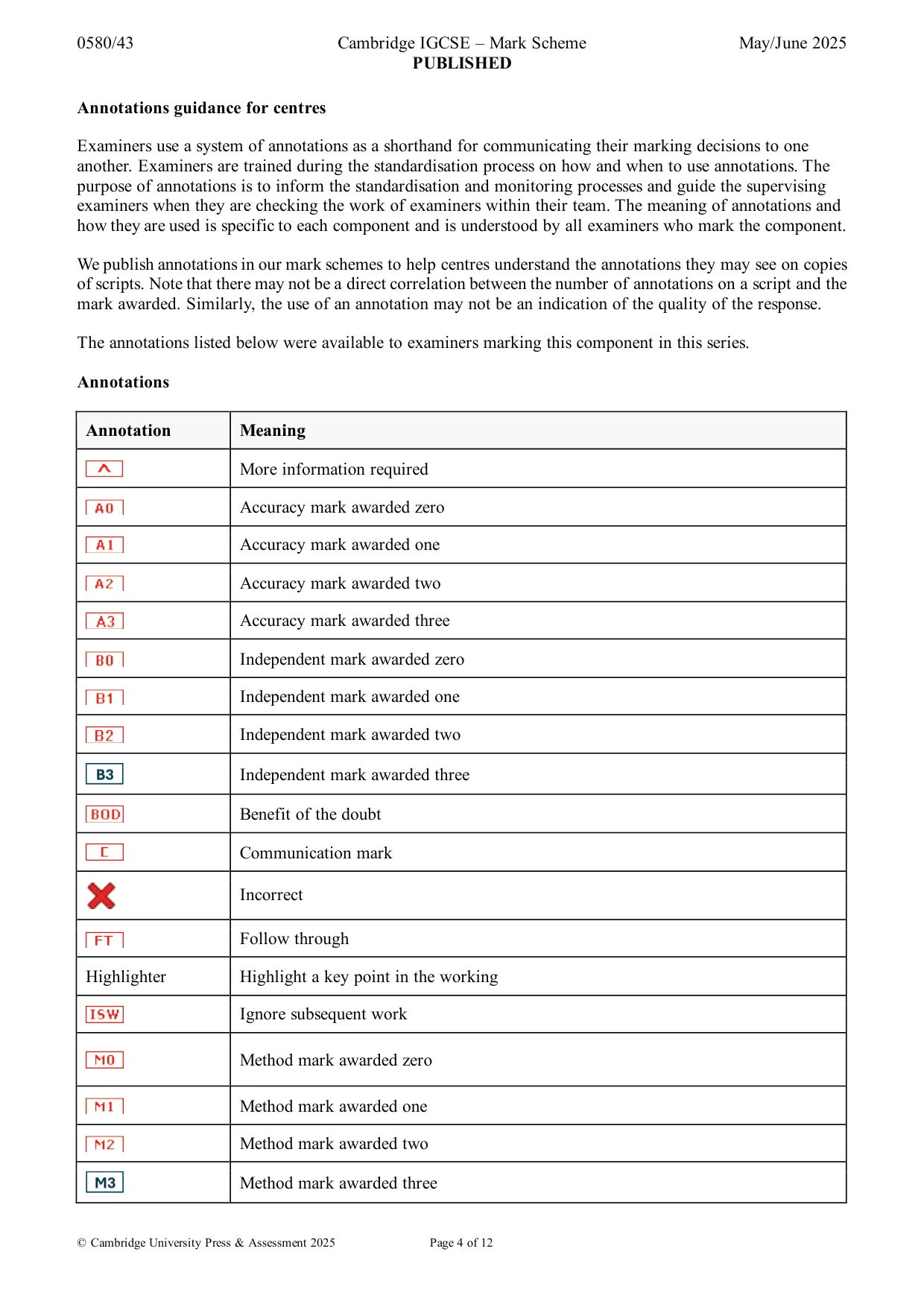 Mark scheme, page 4 of 12