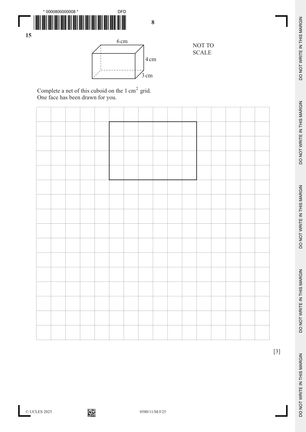 Cambridge IGCSE Mathematics 0580 2025 May/June Paper 1 · Variant 1 question paper, page 8 of 16