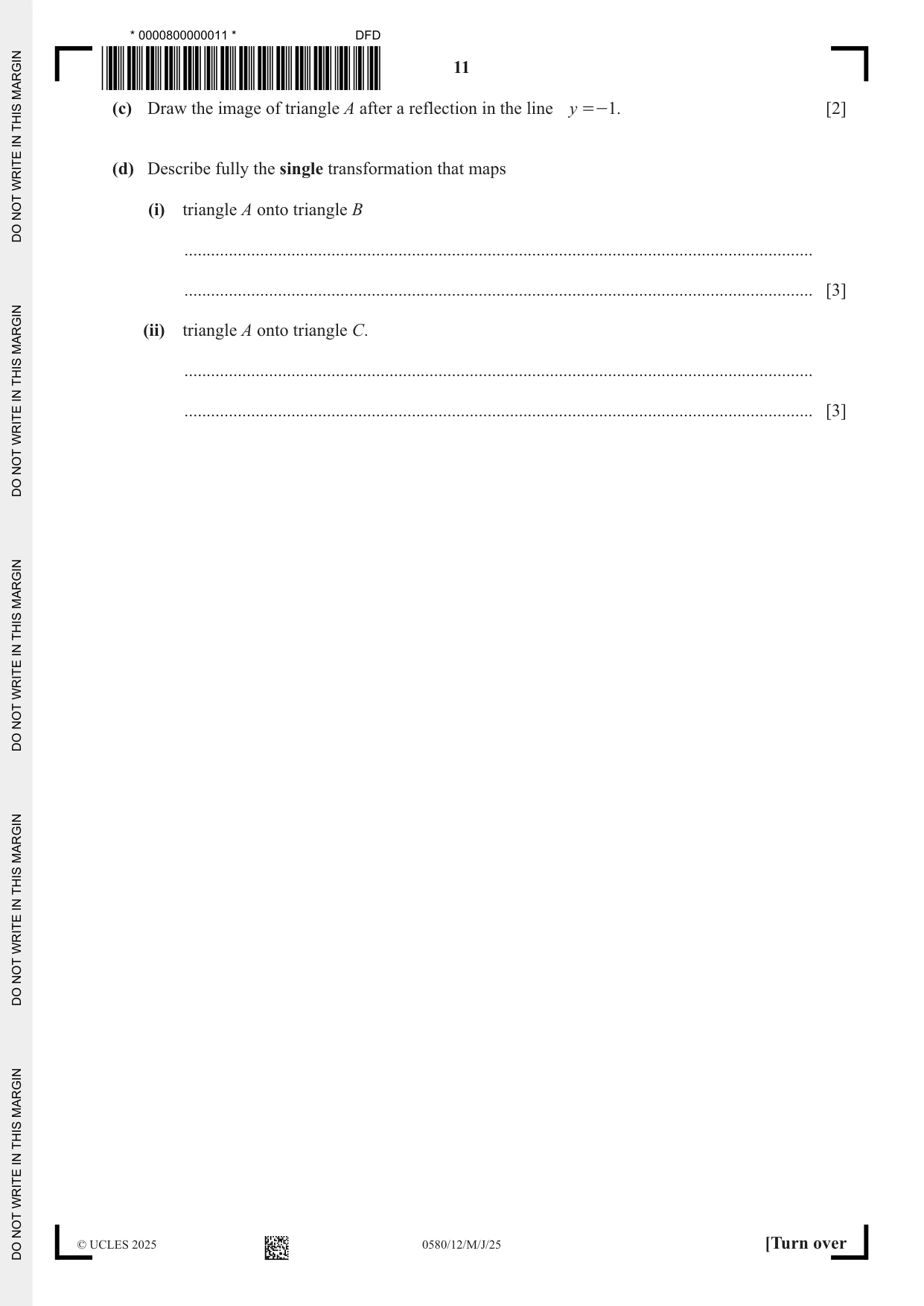 Cambridge IGCSE Mathematics 0580 2025 May/June Paper 1 · Variant 2 question paper, page 11 of 16
